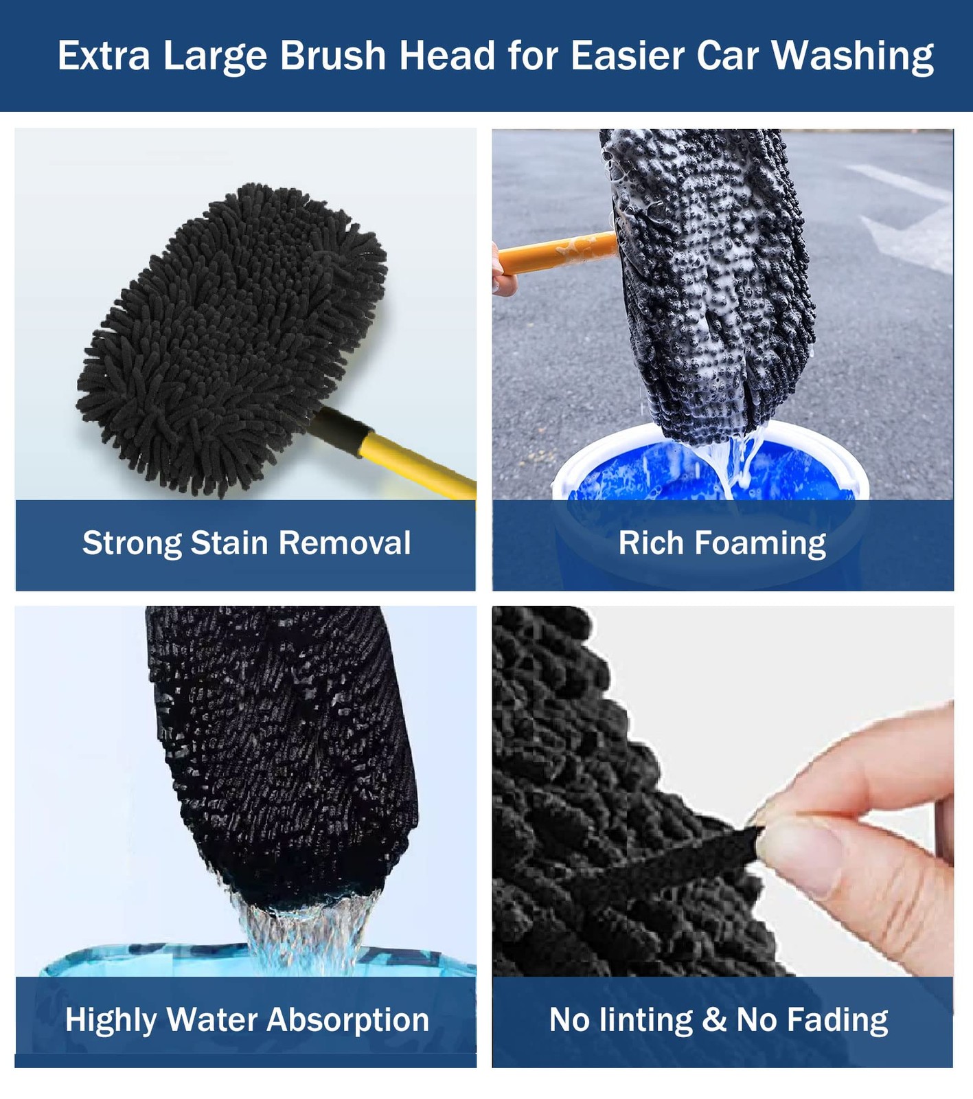 Car Wash Brush Replacement Cover, Soft Microfiber Car Wash Mop Head Compatibl…