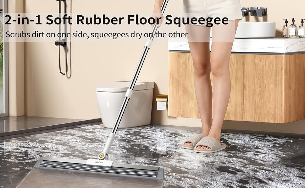Floor Squeegee for Concrete Floor, Squeegee for Floor with 180° Rotating Head &