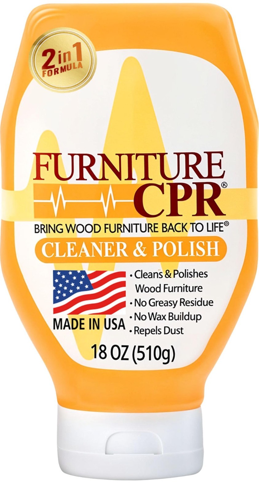 Wood Furniture Cleaner & Polish 18oz – Cabinet, Paneling, Doors, Natural Finish,