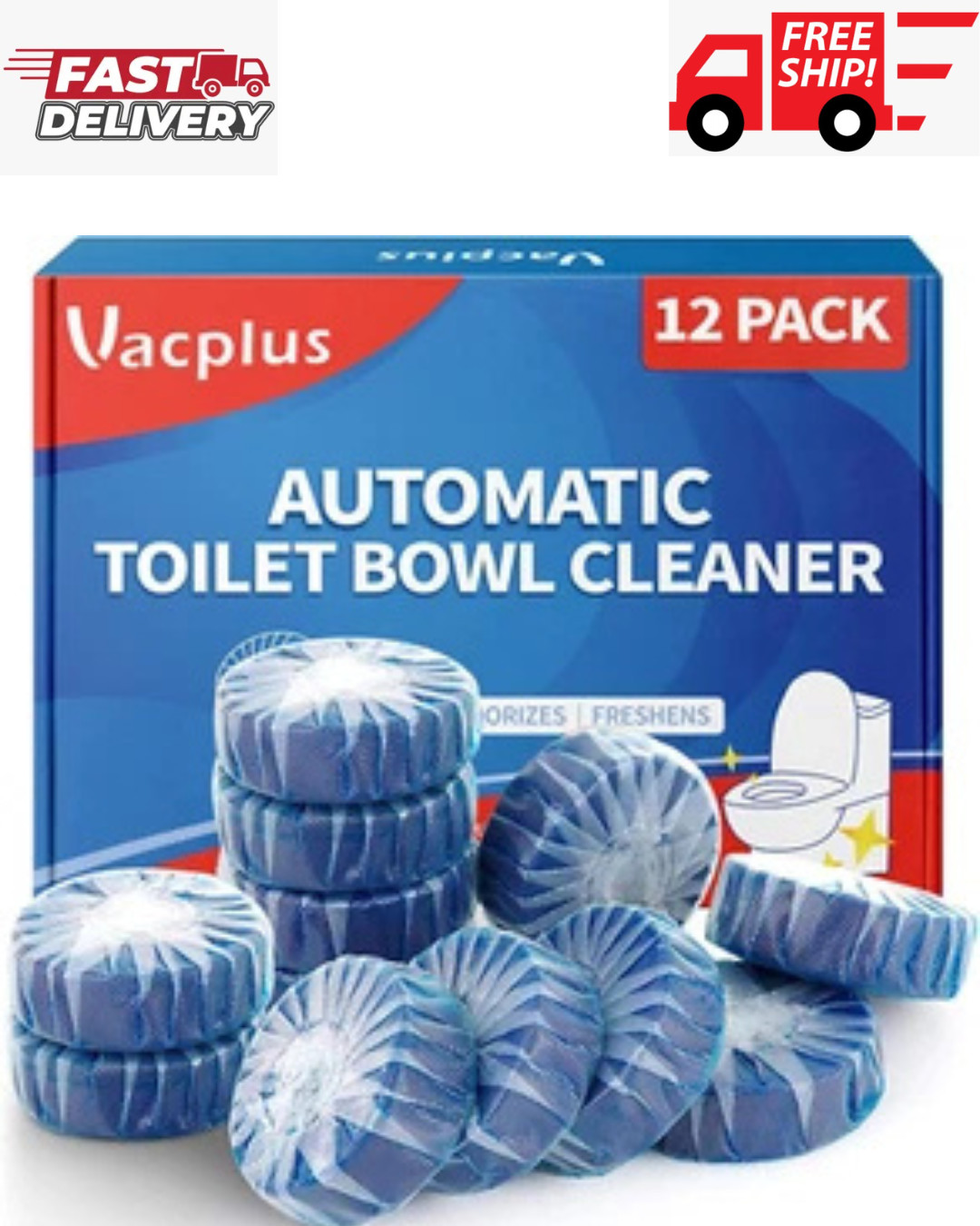 Automatic Toilet Bowl Cleaner Tablets, Bathroom Toilet Tank Cleaner (12 PACK), V