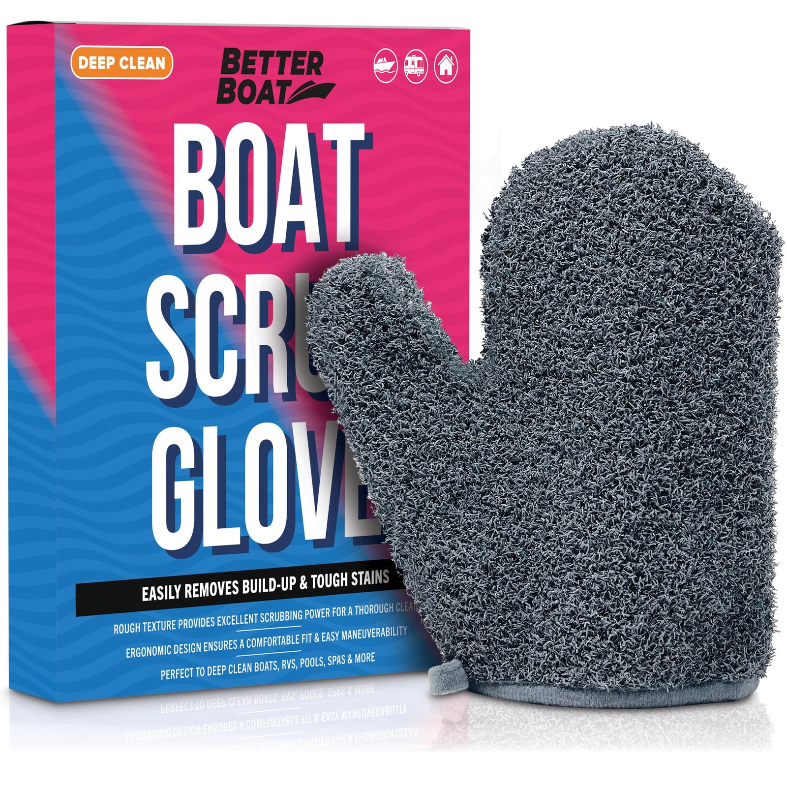 Boat Scrubbing Brush Glove Heavyduty Deck And Hull Scrub Mitt For Floors Aluminu