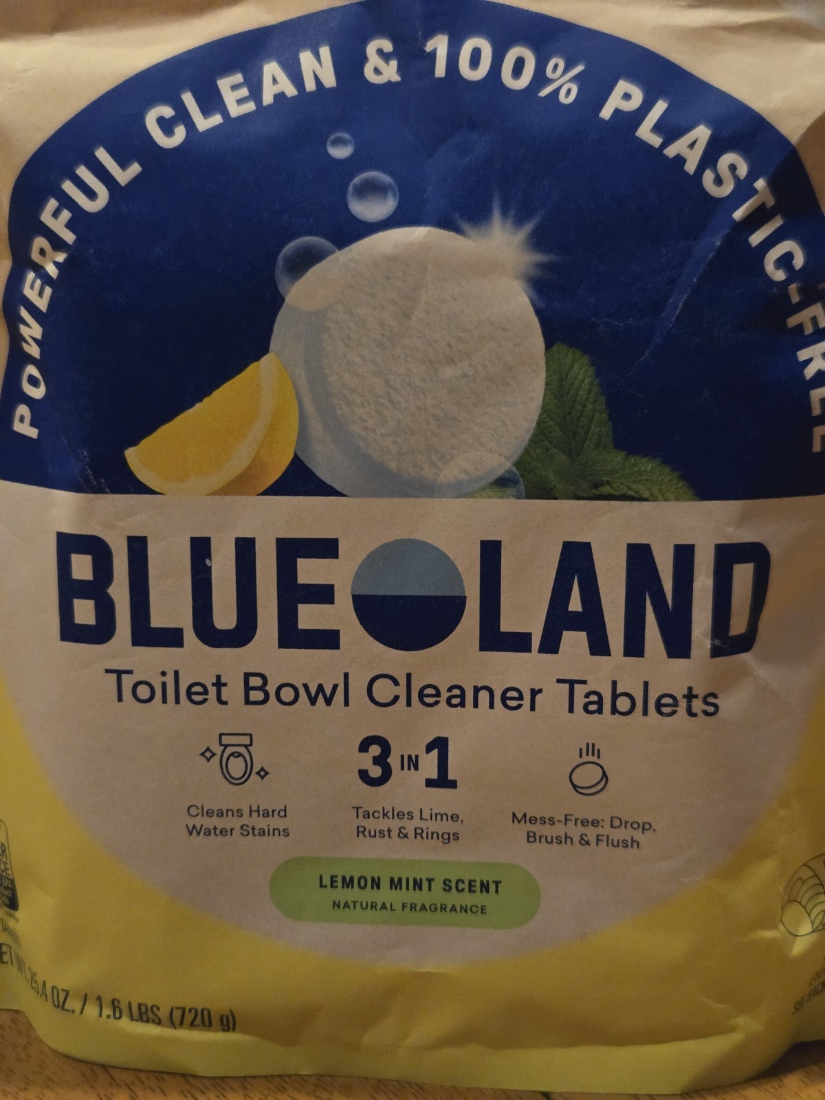 1 Set – Blueland toilet bowl cleaner tablets lemon mint scent. 2 x 30 Tablets