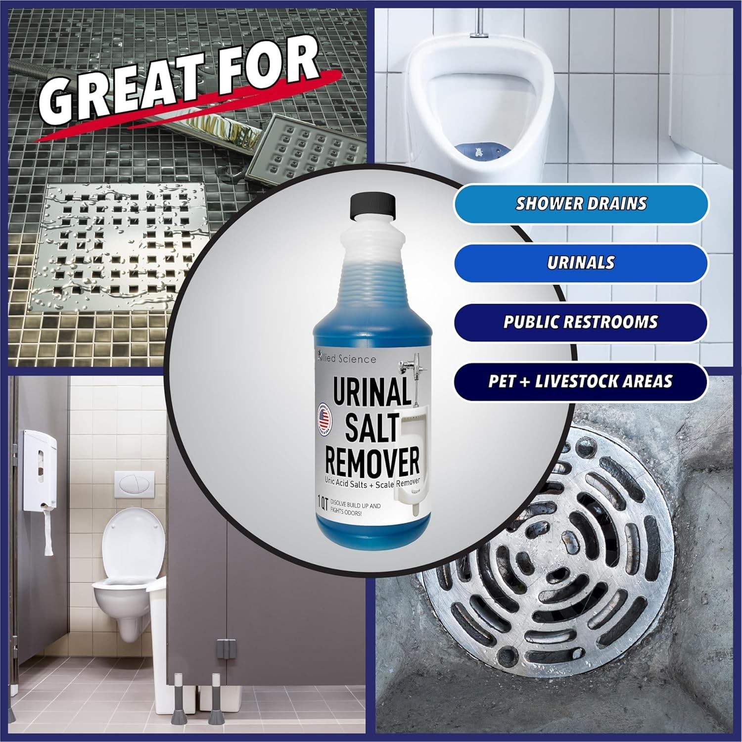 Urinal Salt, Calcium and Mineral Scale – Eliminates Urine Odor, Destroys Uric…