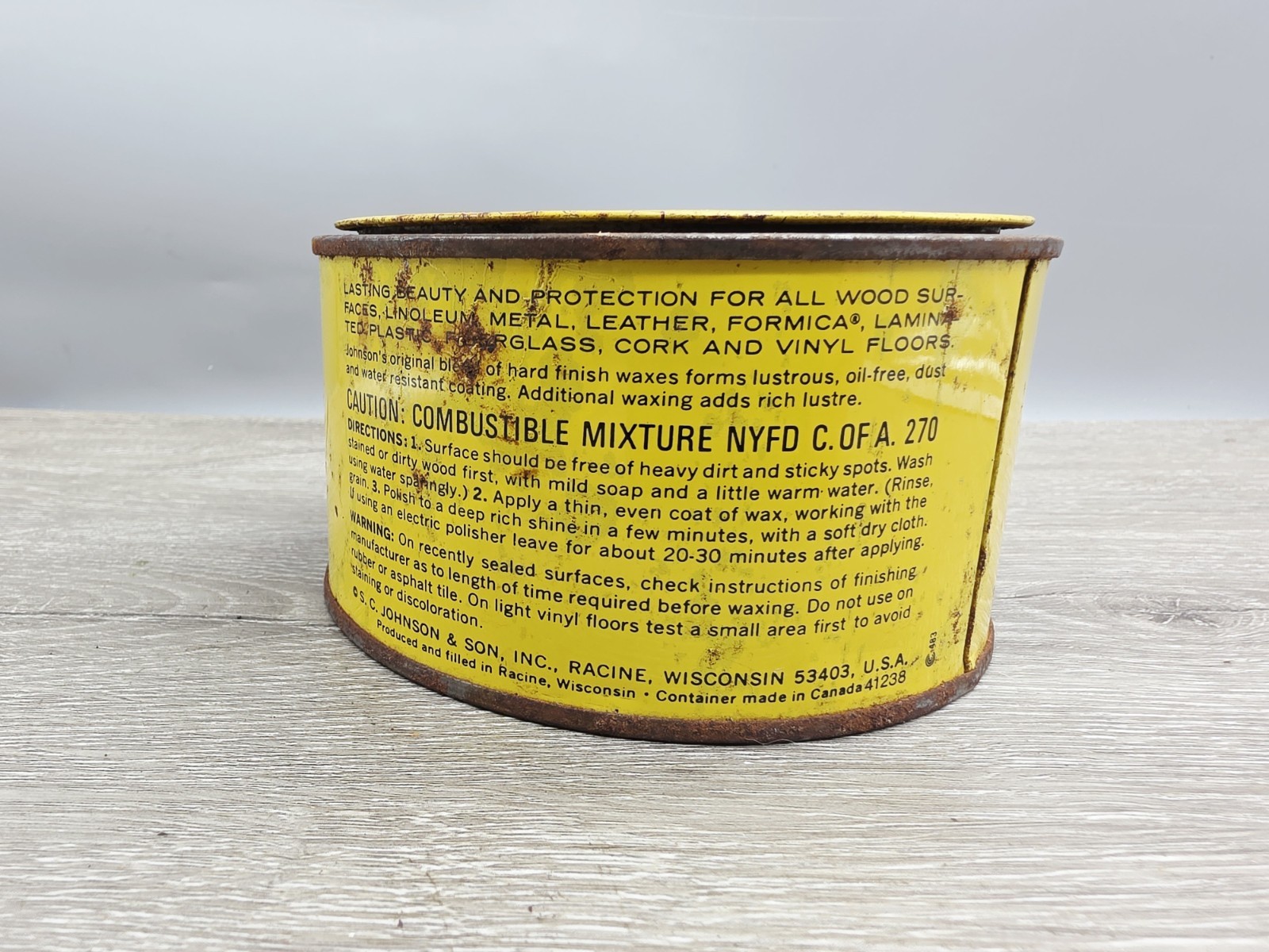 SC Johnson Paste Wax 16 oz Open Can Discontinued USA. 17.4 Oz Weight!!