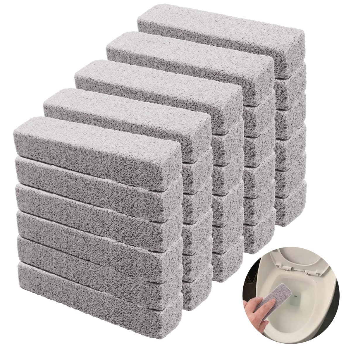 30PCS Pumice Stones for Cleaning,Grey Pumice Scouring Pad,Cleans Hard Water R…