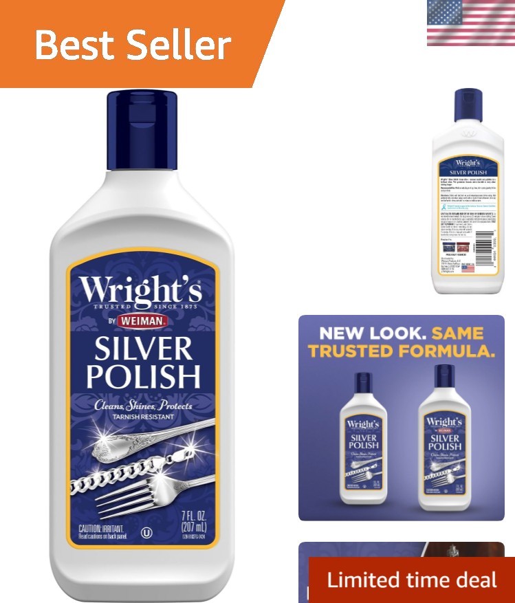 Wright’s Silver Cleaner and Polish – 7 Ounce – Ammonia Free – Use on Silver, …