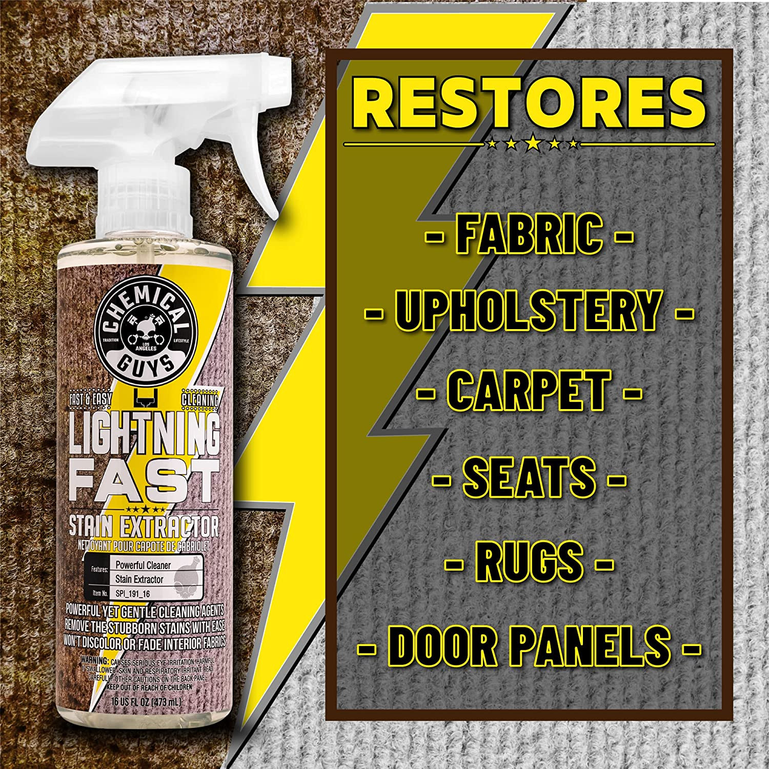 Lightning Fast Carpet and Upholstery Stain Extractor – Carpet Cleaner, Great fo