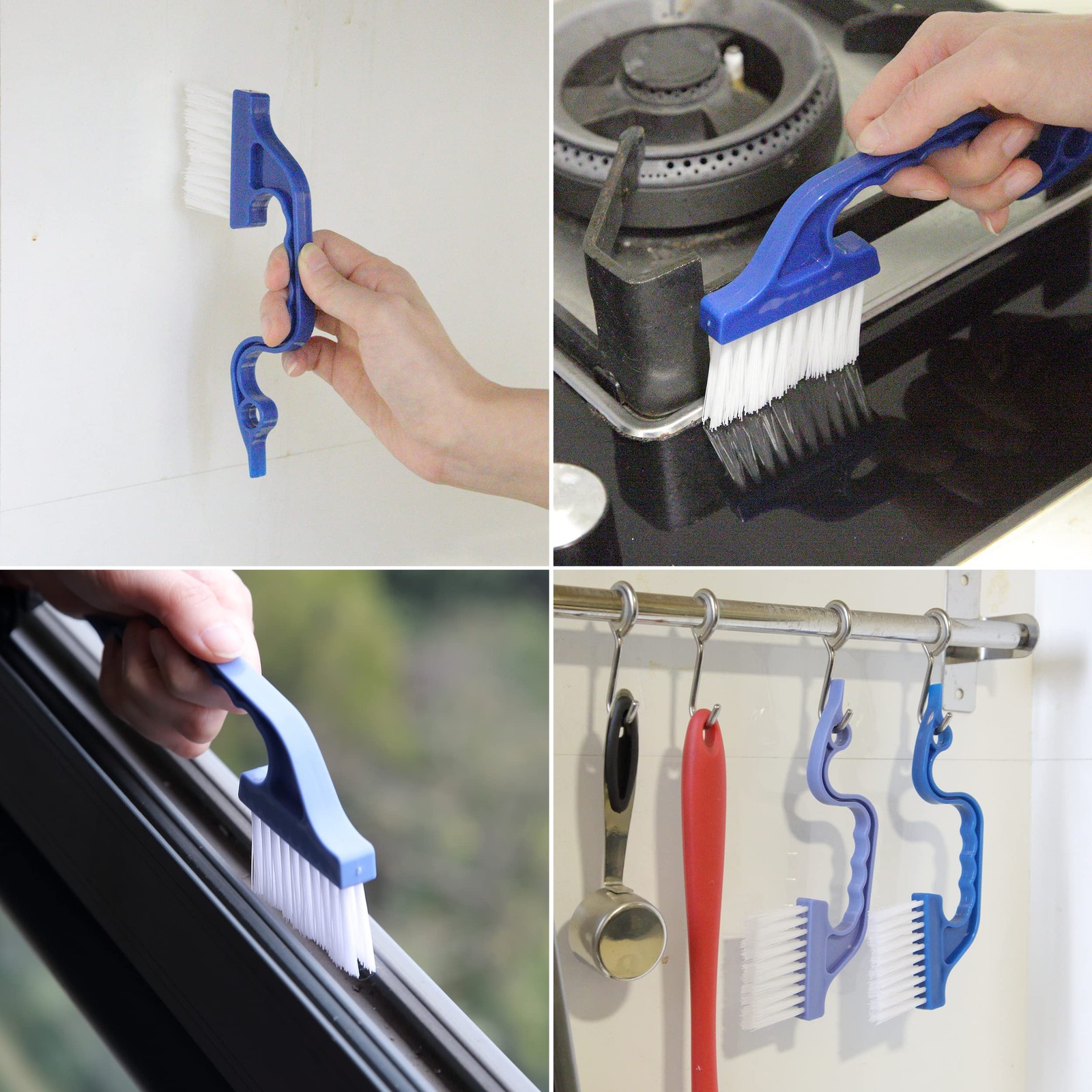 Slick- Window Track Cleaning Brush, 2 Pack, Blue Ergonomic Handle, Built-in S…
