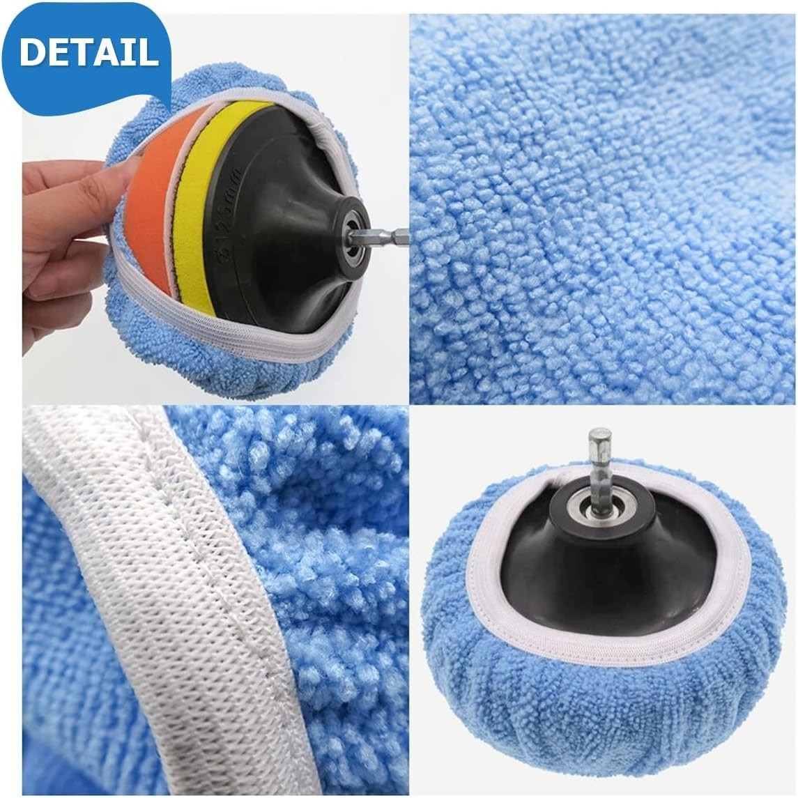 9PCS Car Buffer Polisher Pad Bonnet, 9 to 10 Inches Car Orbital Polishing Bonnet