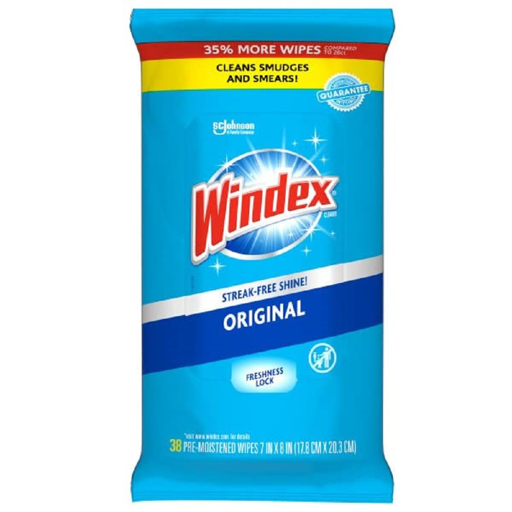 Windex Ammonia Free Glass Cleaning Wipes 38 Count Streak Free Shine