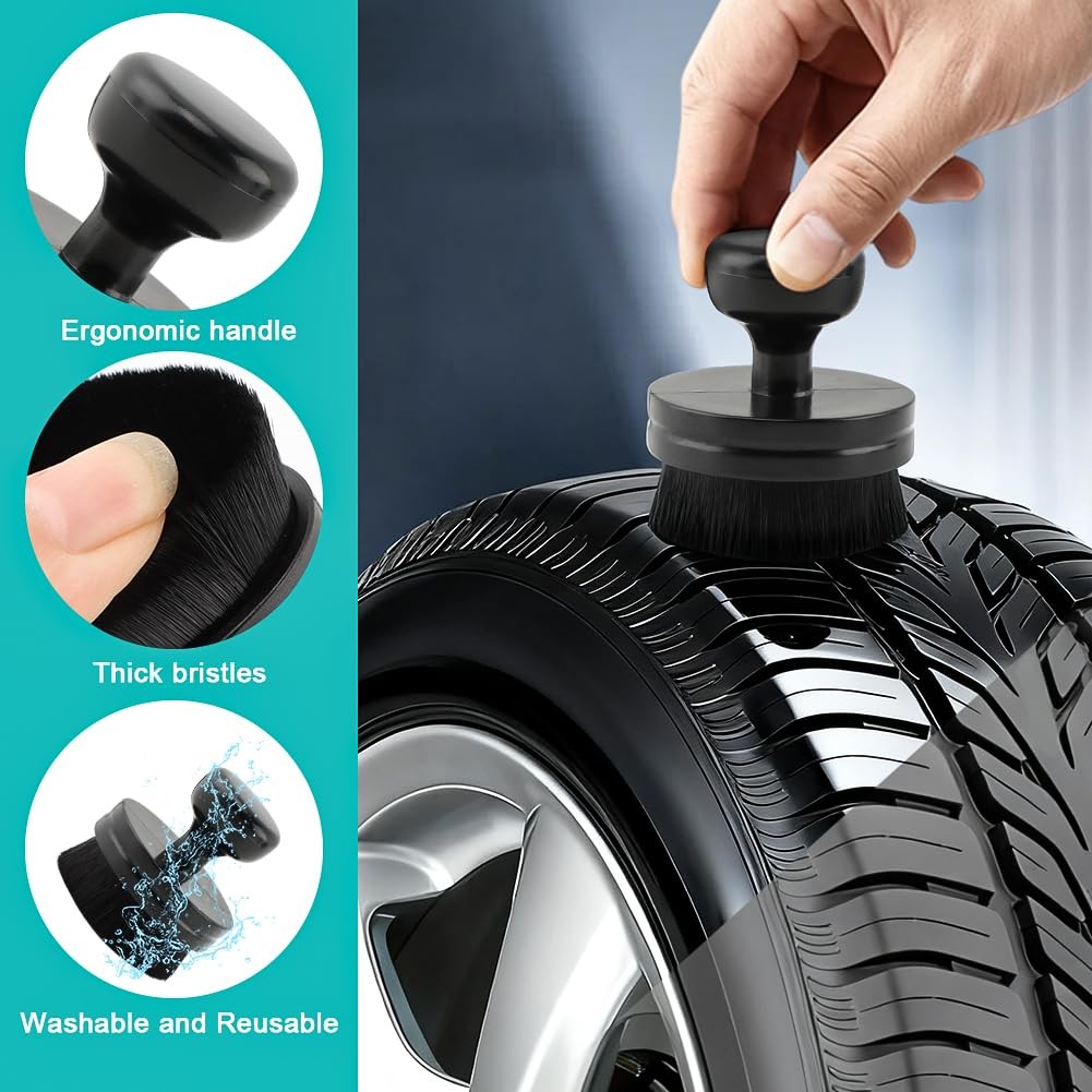 2 Pack Tire Shine Applicator with Curved Brush for Car Polish and Wax