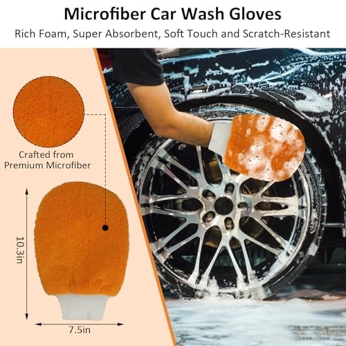 9Pcs Car Wash Detailing Kit Cleaning Kits,with Wash Mitt Wax Orange 9pcs