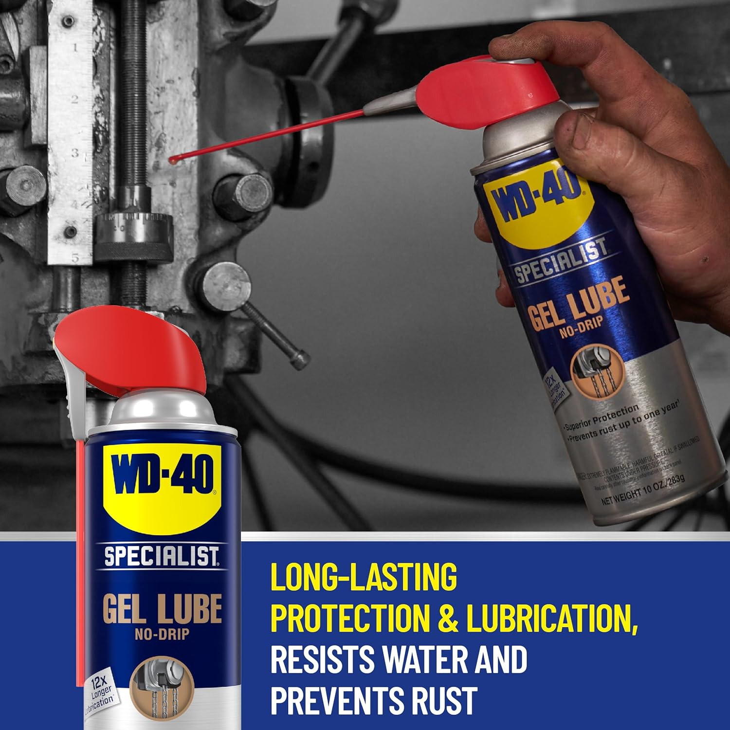 Gel Lube with Smart Straw Sprays 2 Ways, Twin Pack, 10Oz Cans, No Drip Lubricant