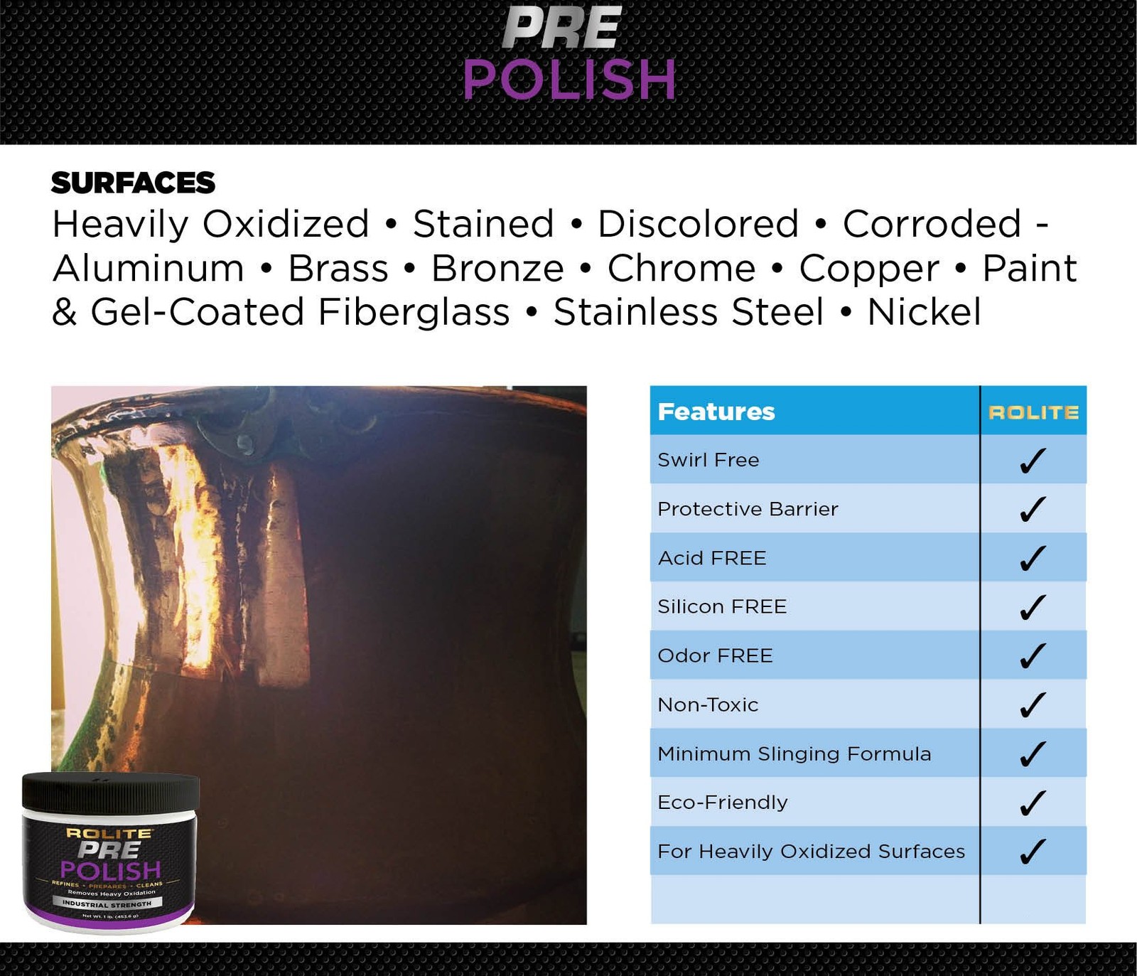 Pre-Polish Paste 1 Lb Stain Oxidation Remover for Corroded Heavily Oxidized M…