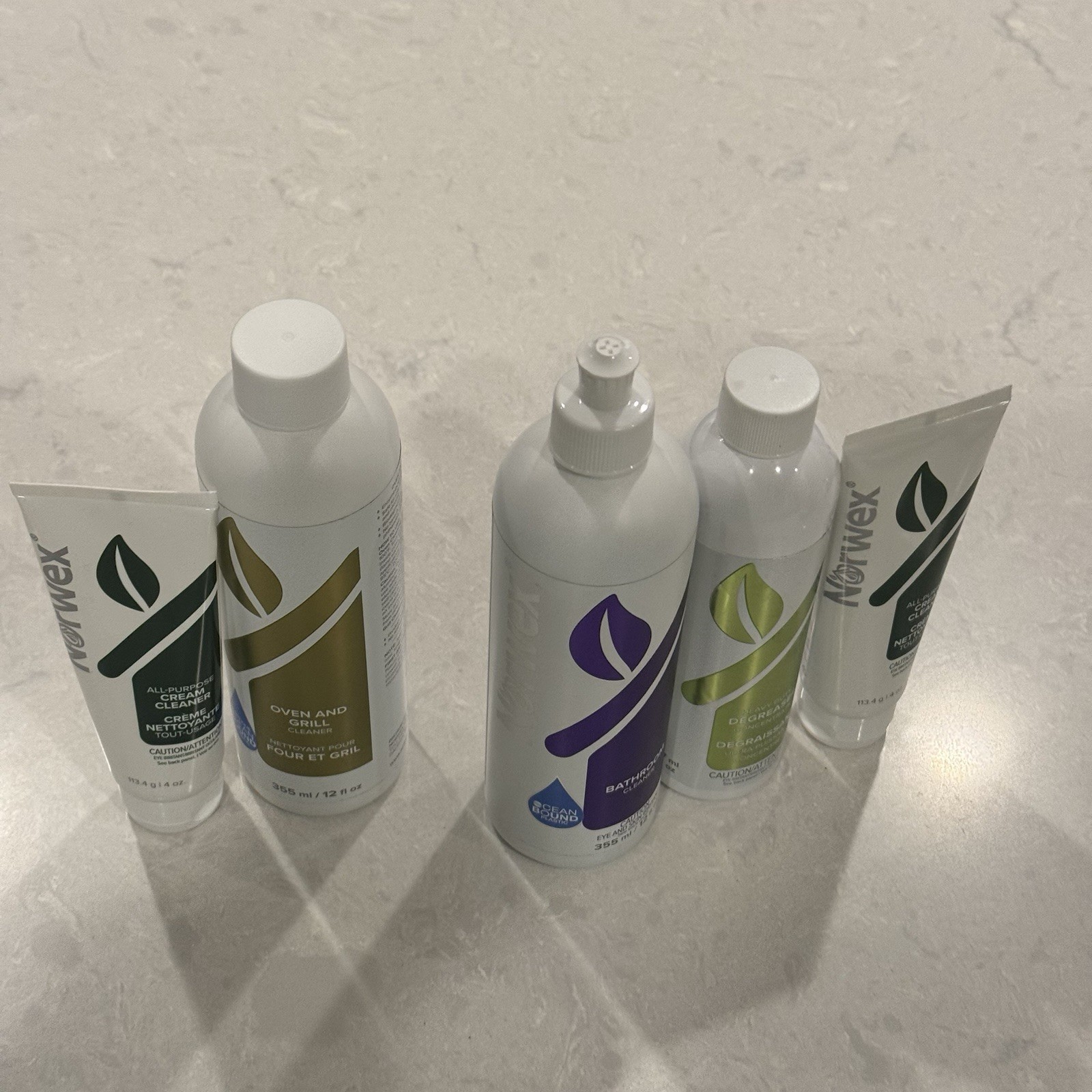 Lot of 5 Norwex Bathroom Cleaner, Oven And Grill, Degreaser, Cream Cleaner