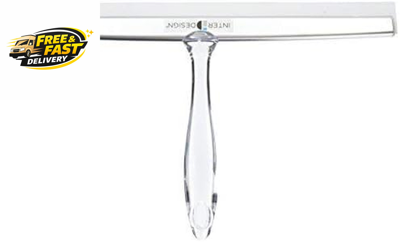 Idesign Zia Metal and Plastic Bathroom Squeegee for Shower, Glass Doors,