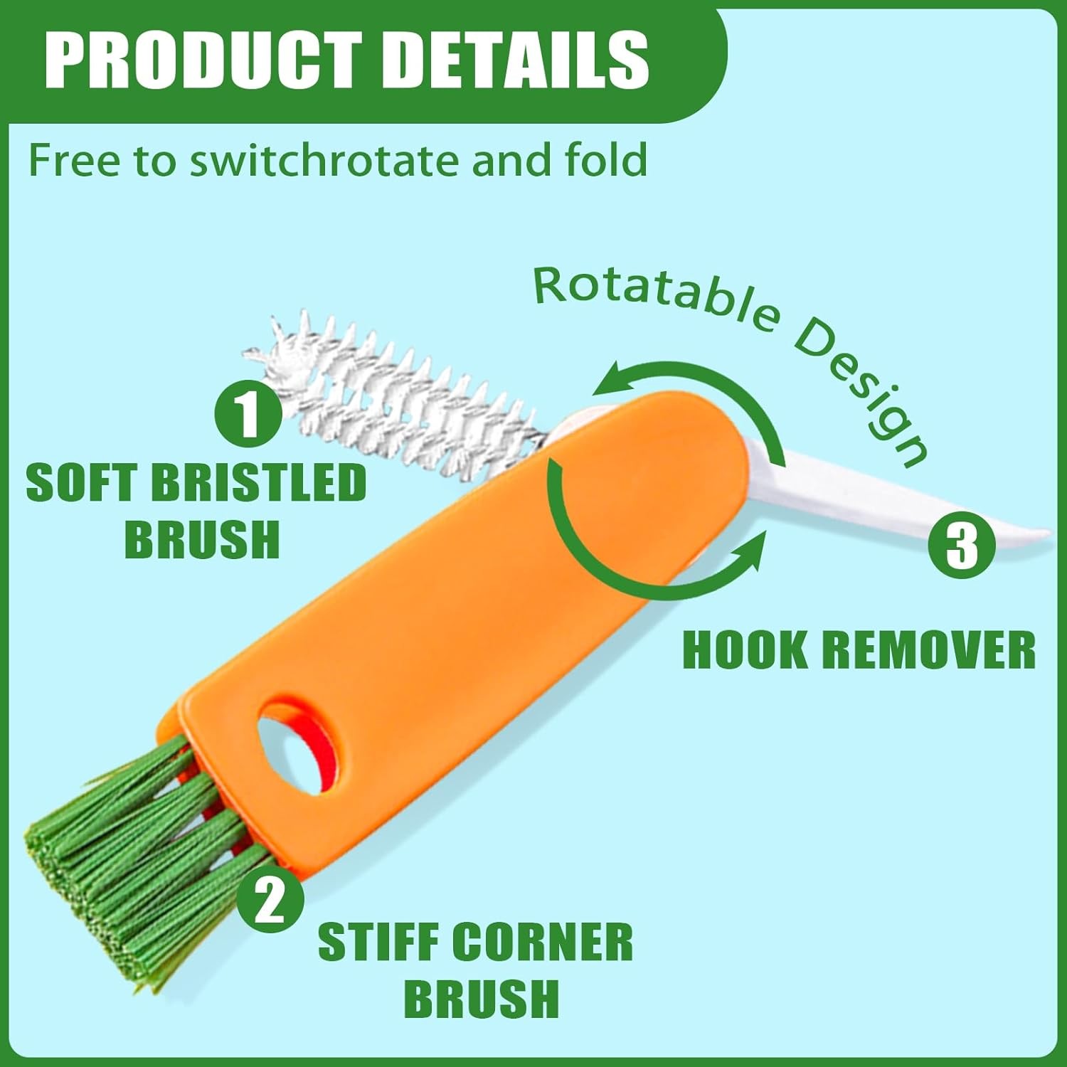 1PCS Bottle Brushes 3 in 1 Cup Lid Gap Cleaner Crevice Cleaning Brush