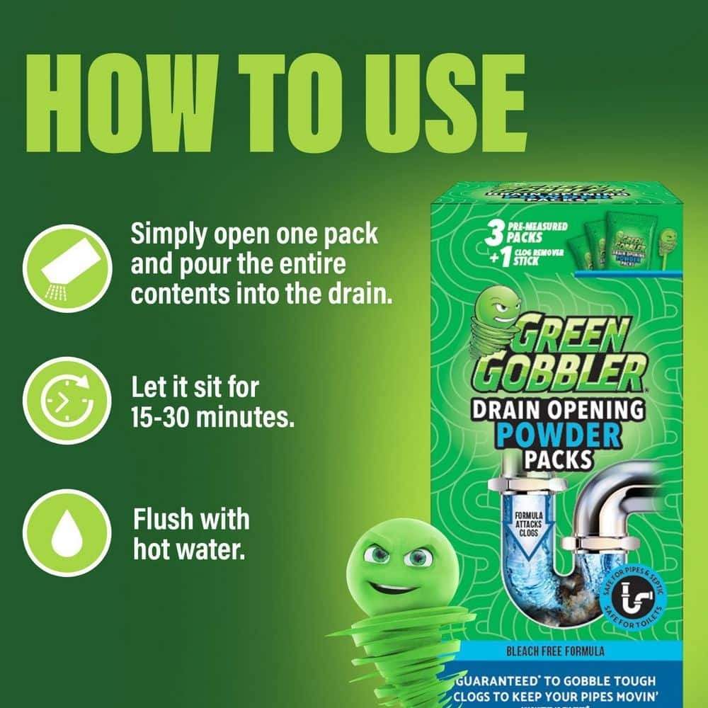 Green Gobbler 8.25 oz. Drain and Toilet Clog Remover Opening Packs (3-Count)