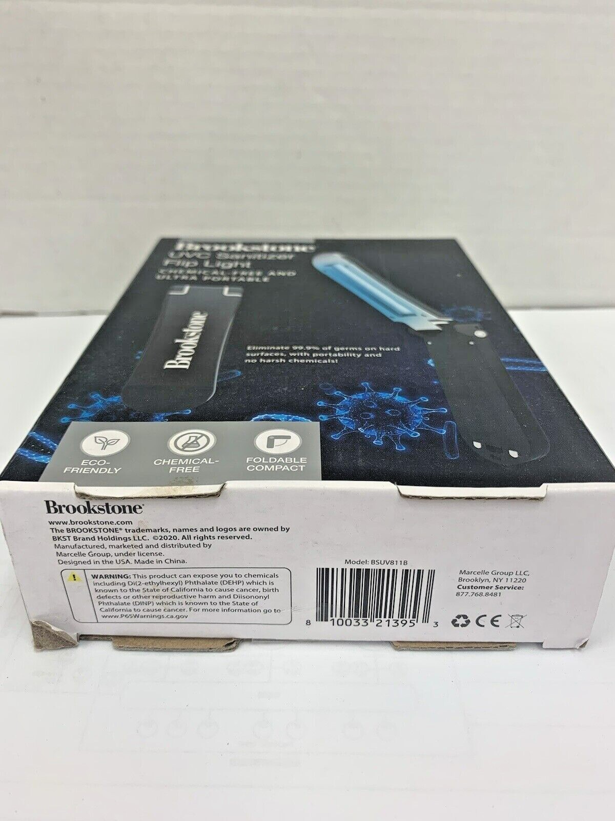 Brookstone UVC Sanitizer Flip Light, Chemical Free & Portable Eliminates 99.9%