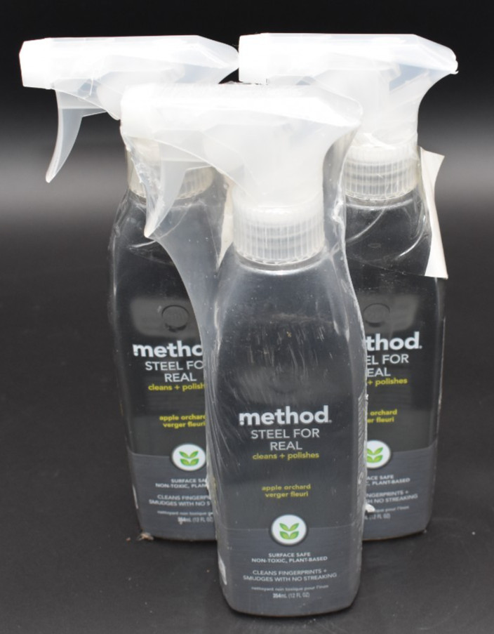 Method 12fl. oz (lot of 3) ~ Steel For Real ~ Cleans & Polishes No Streaking
