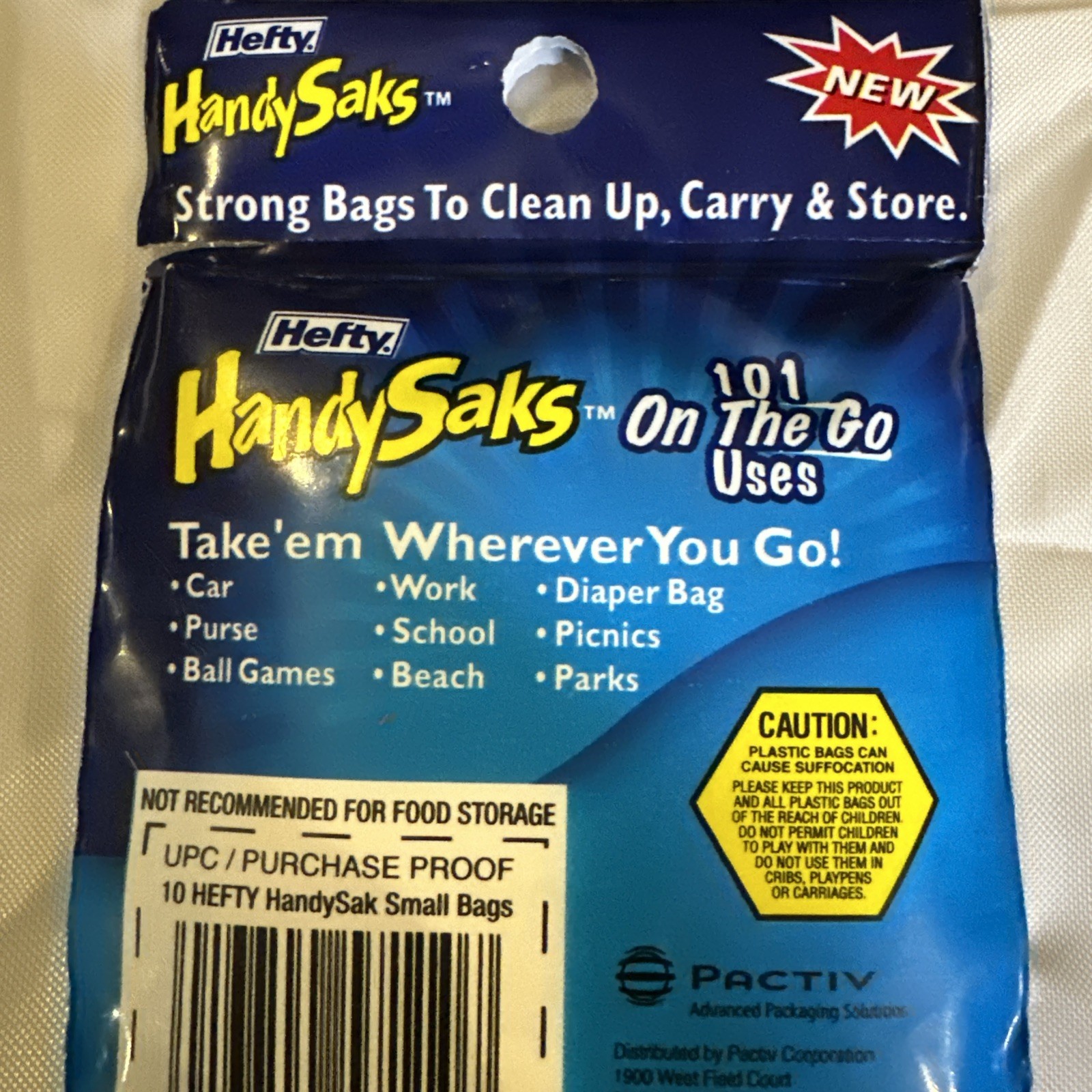 Pkg Of 10 Hefty Handy Saks 4 Gallon Plastic Bags On The Go Vintage 2003 New