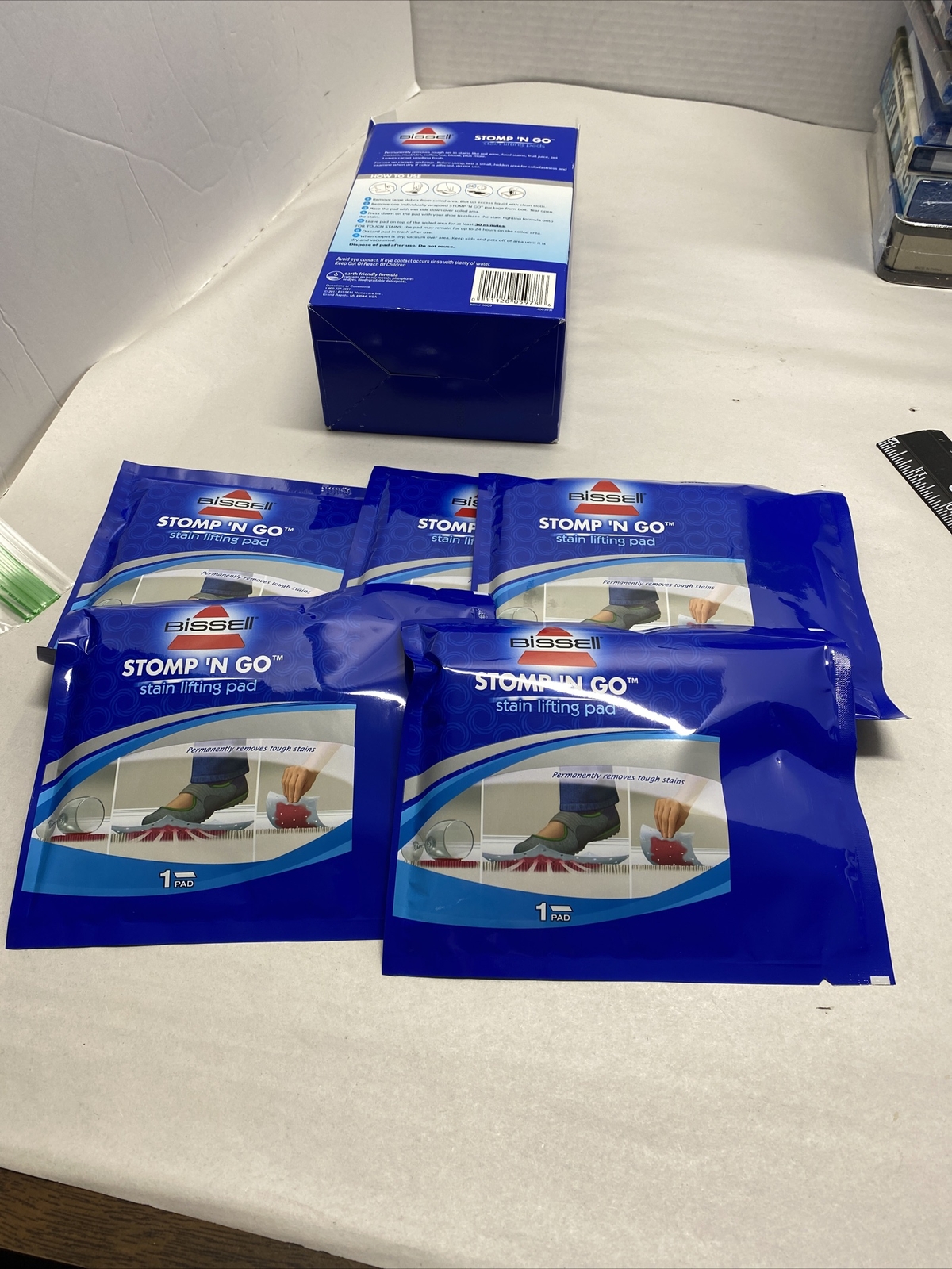 Bissell Stomp ‘N’ Go Stain Lifting Pads Pre-moistened 5 Total Pads NEW