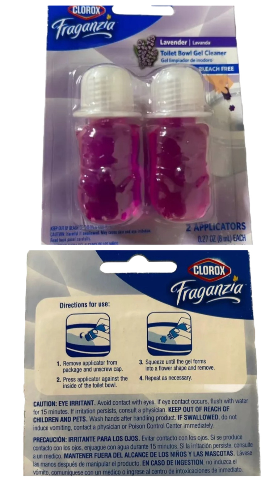 Clorox Fraganzia Bleach-Free Toilet Bowl Cleaner Gel & Tablet, Set of 4 Lavender