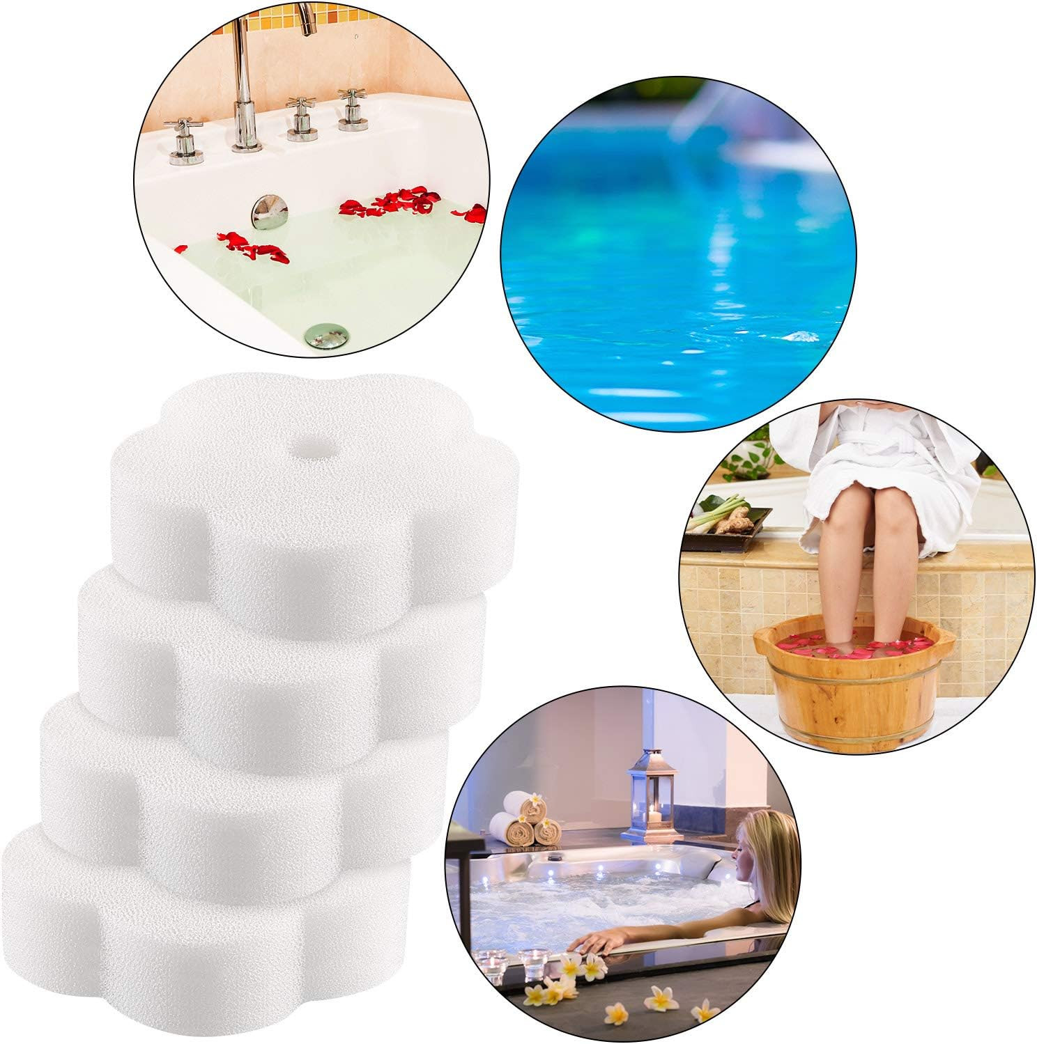 24 Pieces Sponge for Hot Tub Accessories, Flower Oil Scum Absorber for Swimming