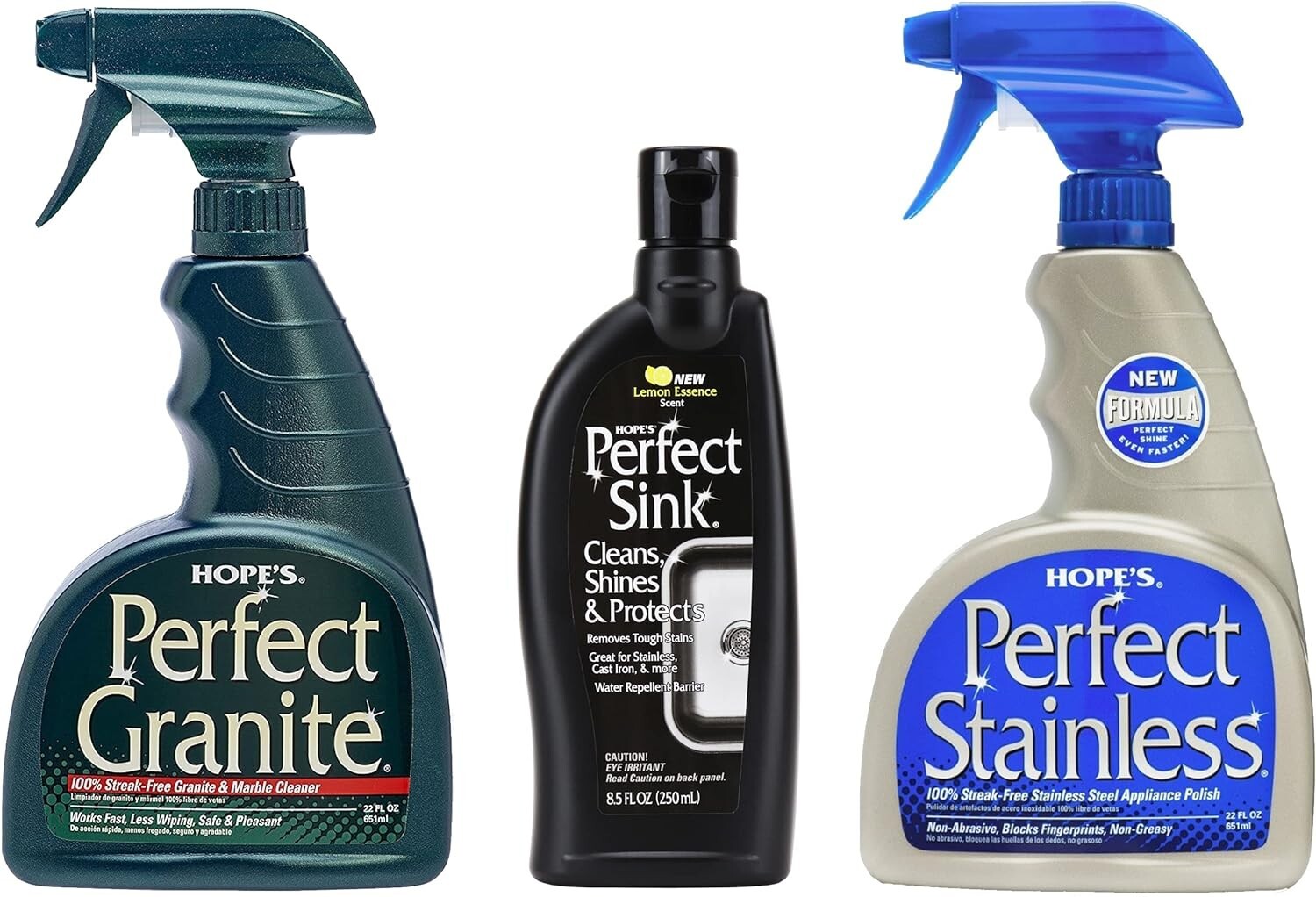 HOPE’S Perfect Stainless Perfect Granite and Perfect Sink Cleaner Bundle Stre…