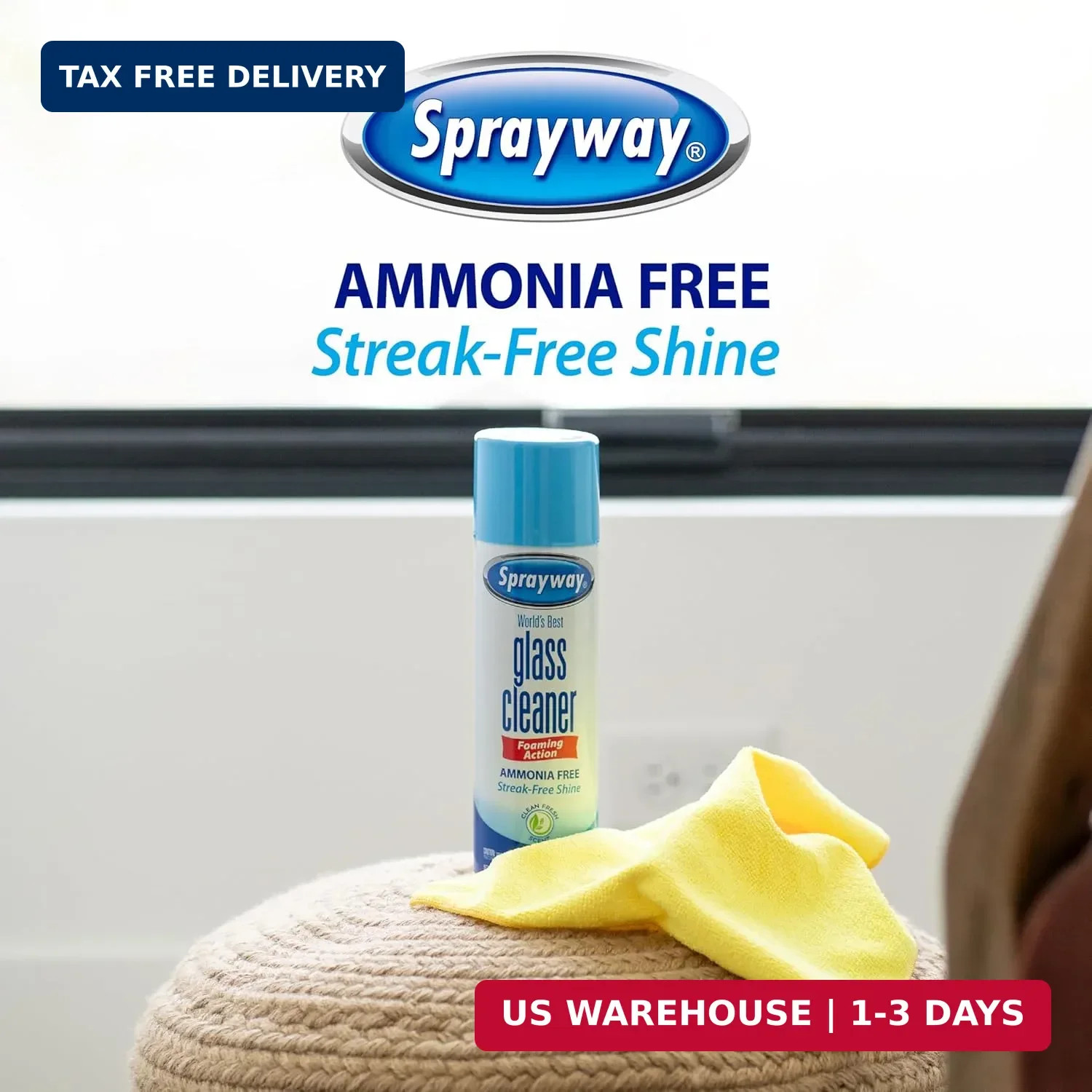Sprayway Glass Cleaner Foaming Aerosol Spray, 19oz, Pack of 2 | Ammonia-Free, St