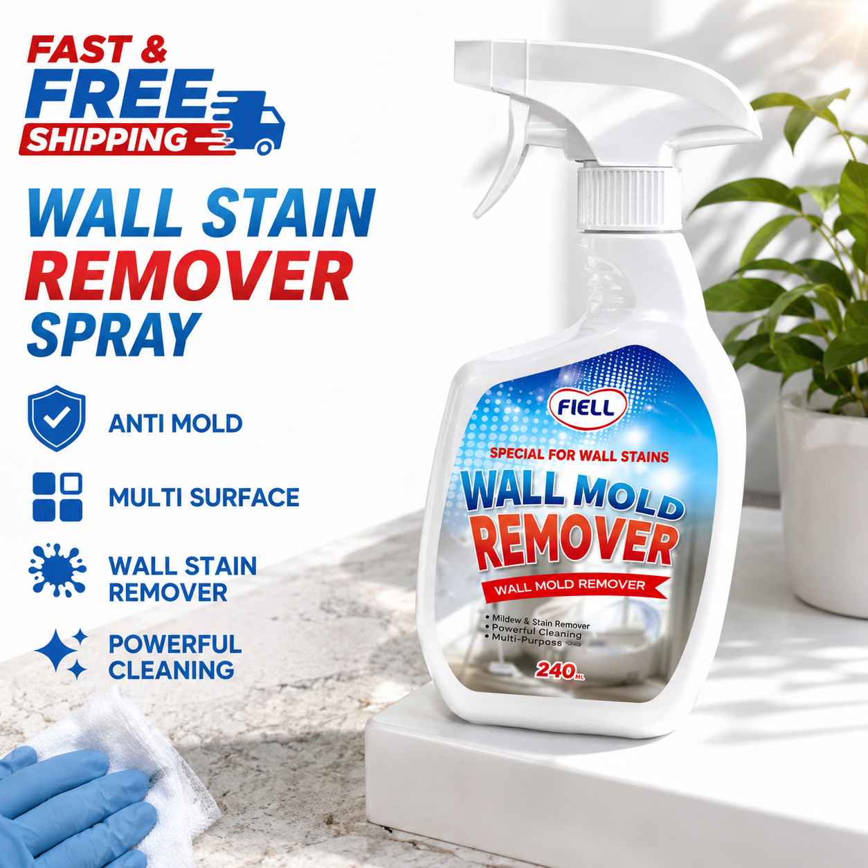 240ml Wall Stain Remover Spray Anti Mold Multi Surface Cleaner