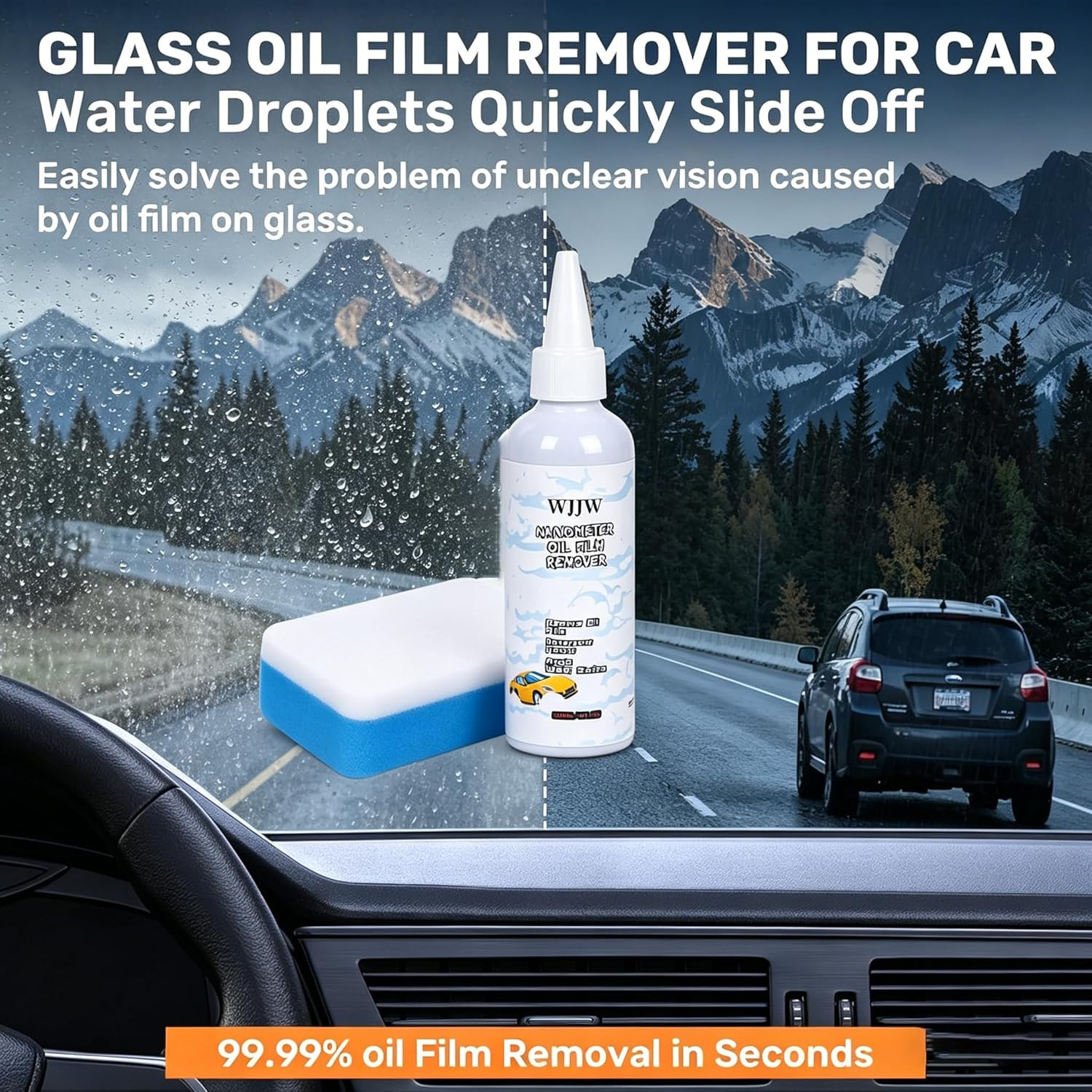 Car Glass Oil Film Remover, Nano Rare Earth Windshield Cleaner, Remove Water Spo