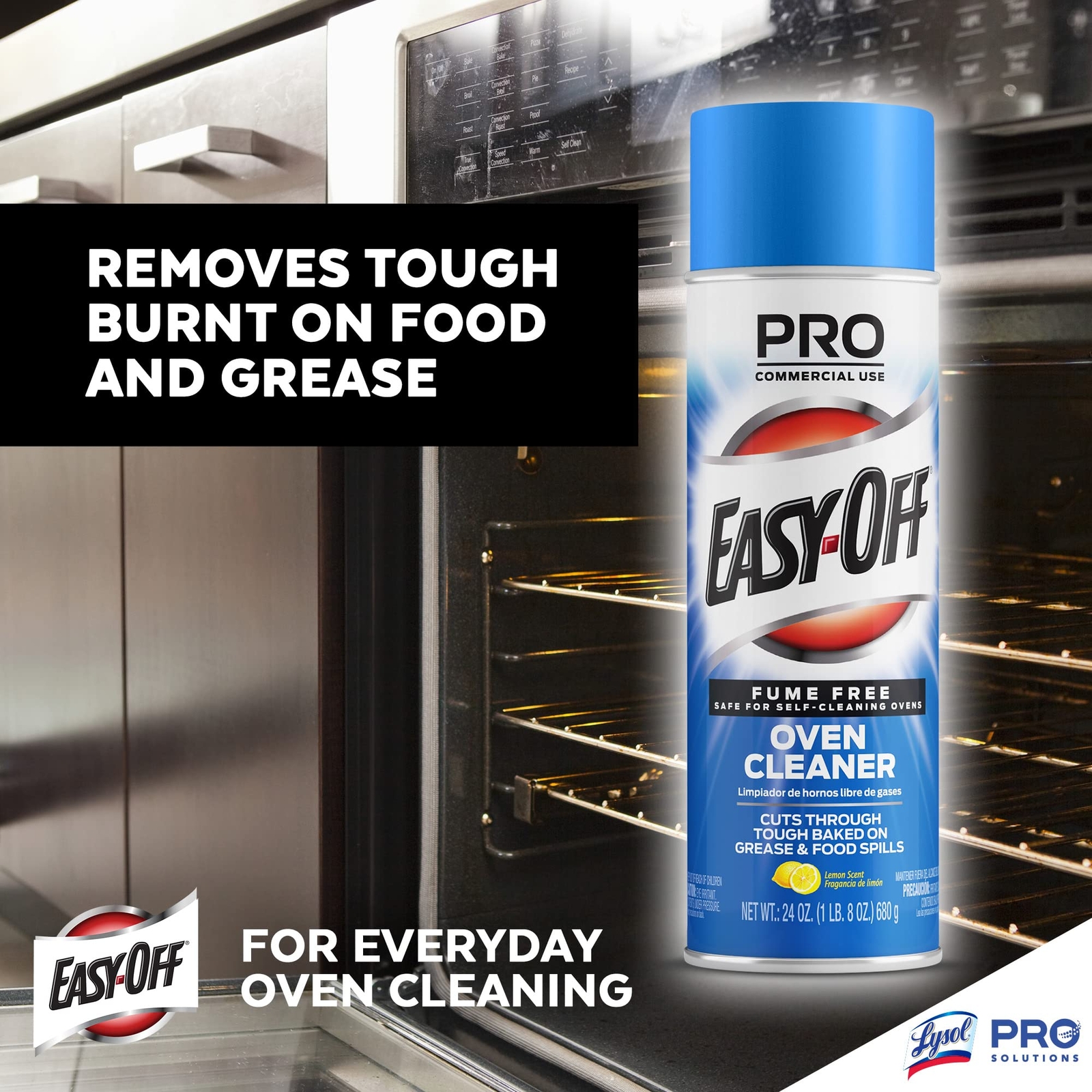 Pro Fume Free Oven Cleaner, Destroys Tough Burnt on Food and Grease, Lemon Sc…