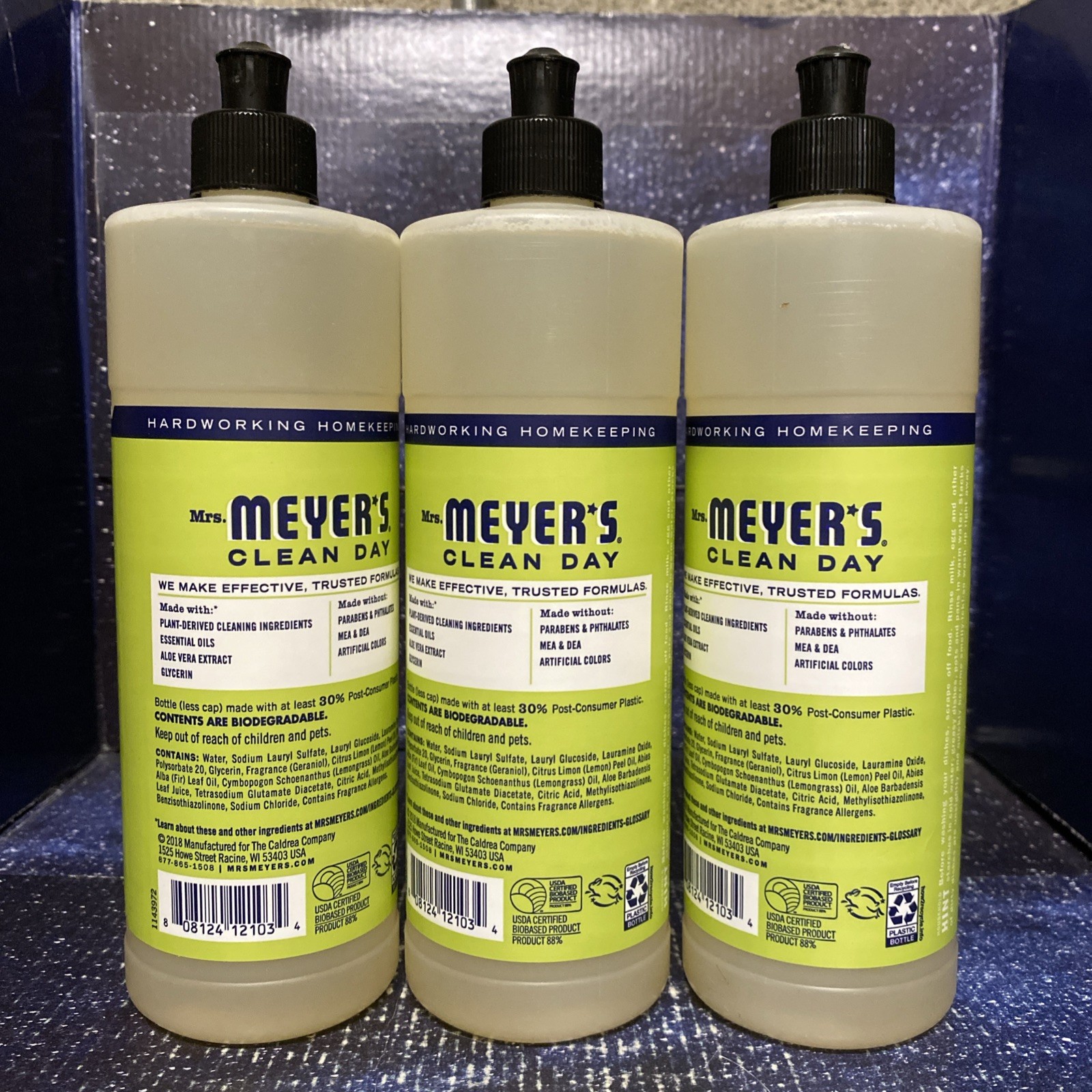 Pack Of 3 – Mrs Meyer’s Clean Day Dish Soap Lemon Verbena Plant Based 16Oz Each