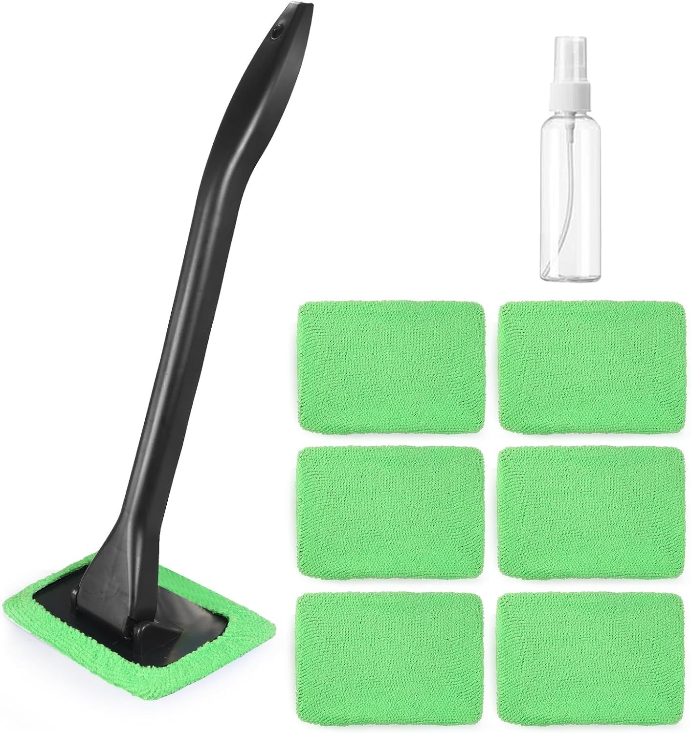 Effortless Car Window Cleaning Kit with 6 Washable Microfiber Pads – Green