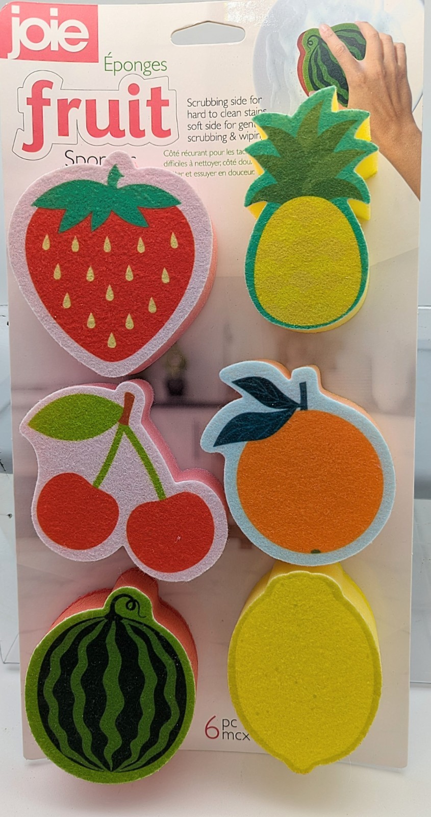 Joie Fruit Cleaning Sponges 6 Pack MSC 10.5×6.2x3cm New