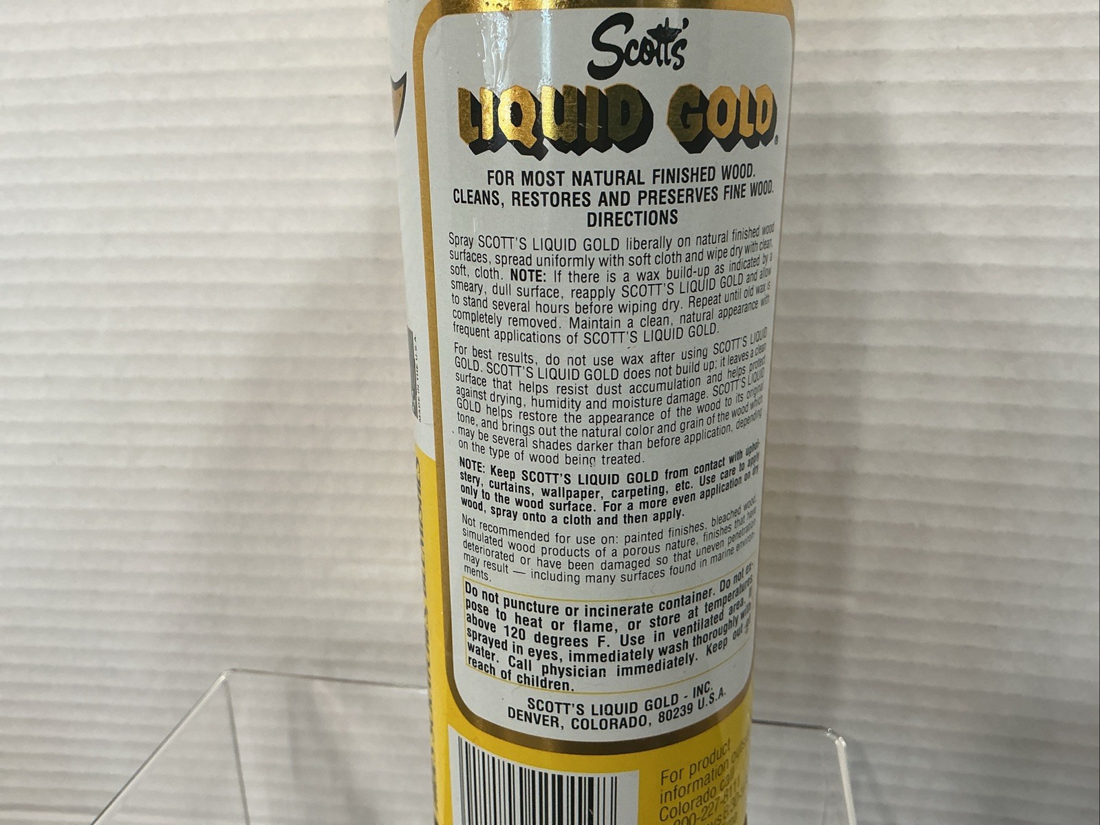 Scott’s Liquid Gold 12 oz Lemon Scent Wood Cleaner Prop 1/2 full VTG Rare find