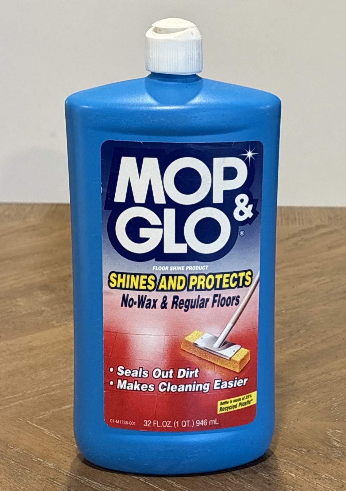 VTG MOP & GLO Floor Shine Cleaner No Wax Regular Floors 32oz 1 Quart Bottle FULL