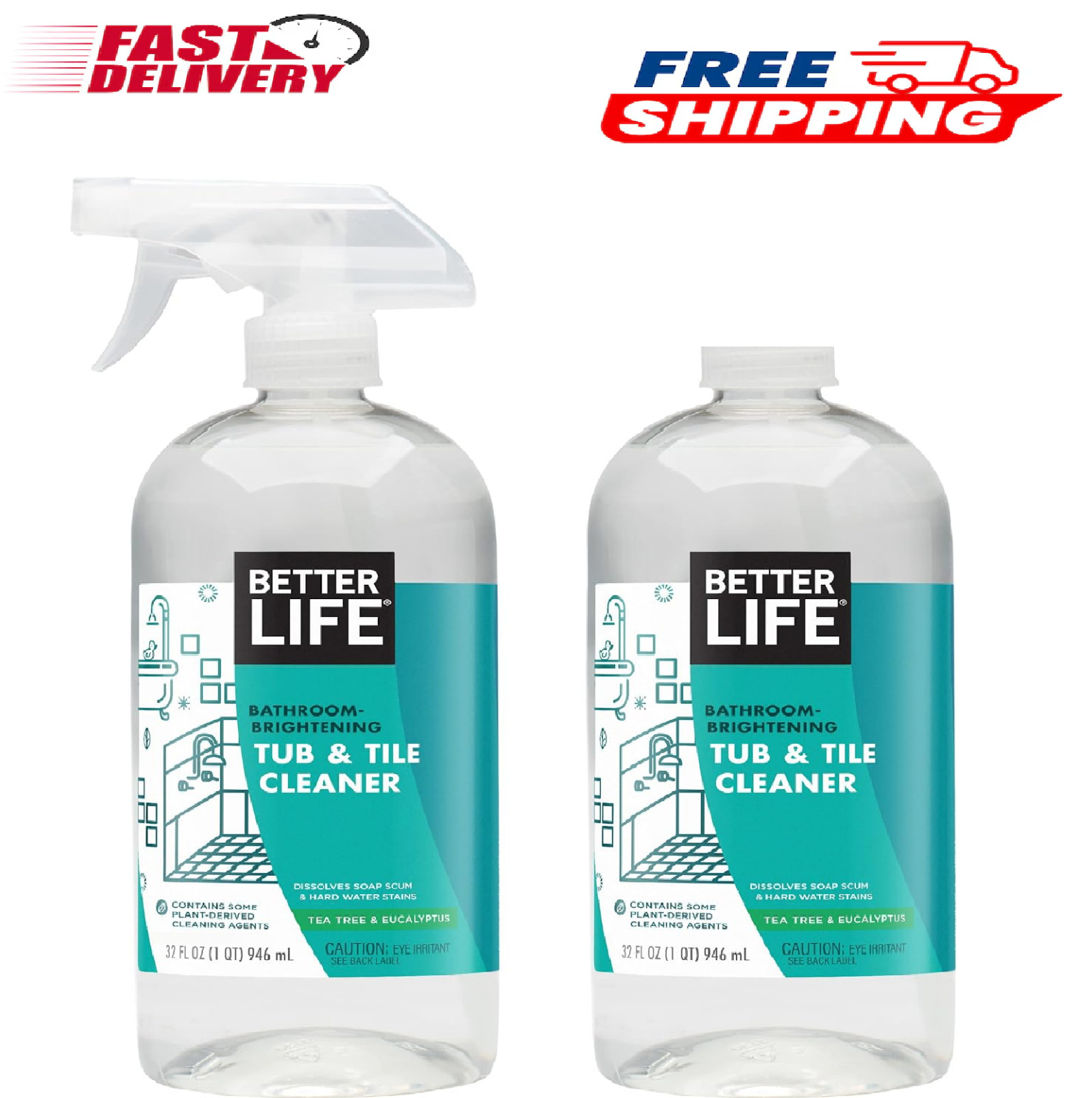 Better Life Natural Tub and Tile Cleaner Tea Tree 32 Fl Oz Pack 2