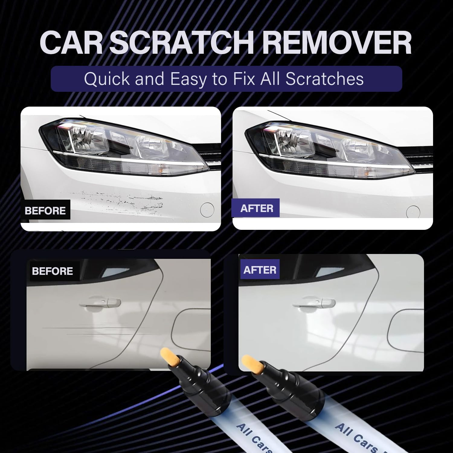 2PCS Car Scratch Remover, Magic Car Scratch Removal Pen, All Cars Magic Pen f…