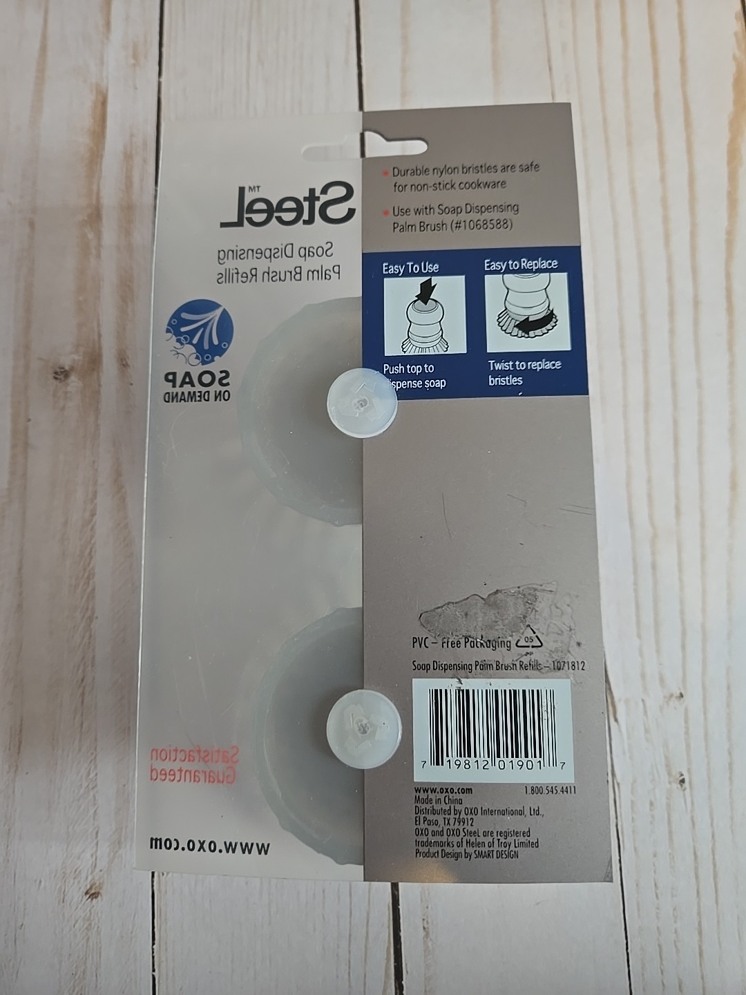 2-PACK OXO Steel Soap Dispensing Palm Brush Refills (fits Brush 1068588) NOB
