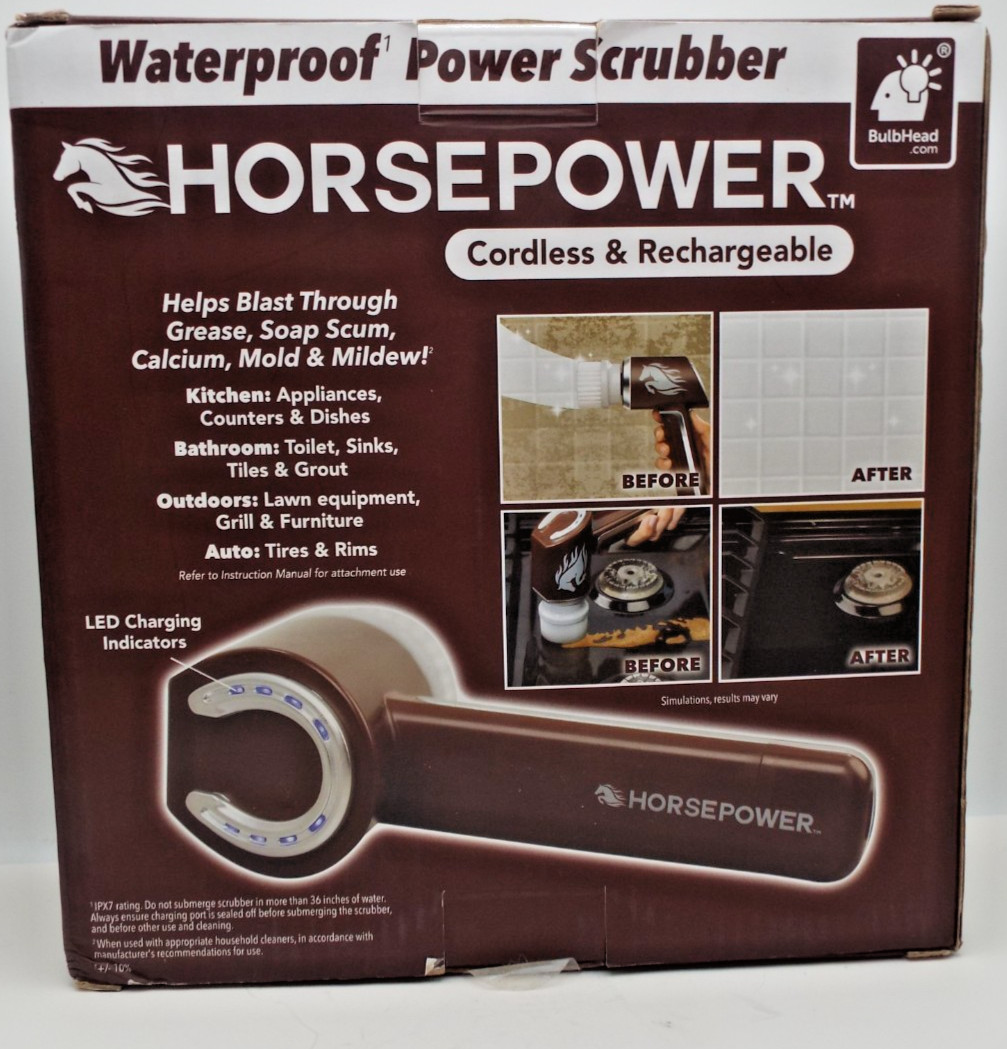 Horsepower Waterproof Power Scrubber Cordless and Rechargeable NIB