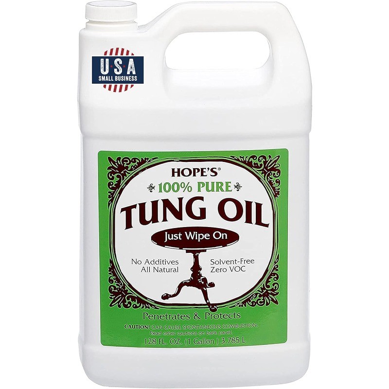 Pure Tung Oil, Food Safe, Premium Waterproof Natural Wood Finish and Sealer
