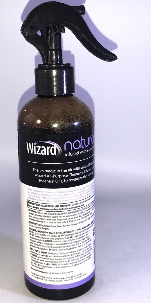 Wizard Naturals All-Purpose Spray Cleaner Soothing Lavender 13oz-Part Label Cut