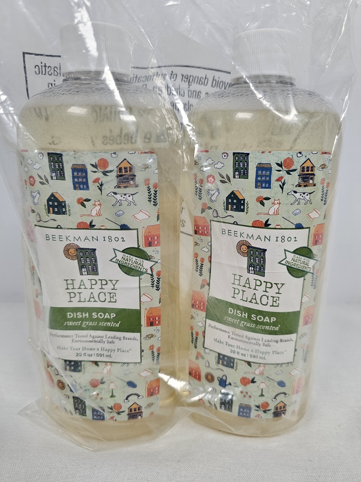Beekman 1802 Happy Place Liquid Dish Soap Sweet Grass Scent 2pk