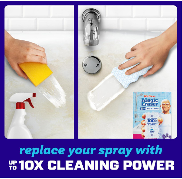 Mr. Clean Magic Eraser, Bathroom & Shower Cleaner, Febreze Lavender, 5 Count