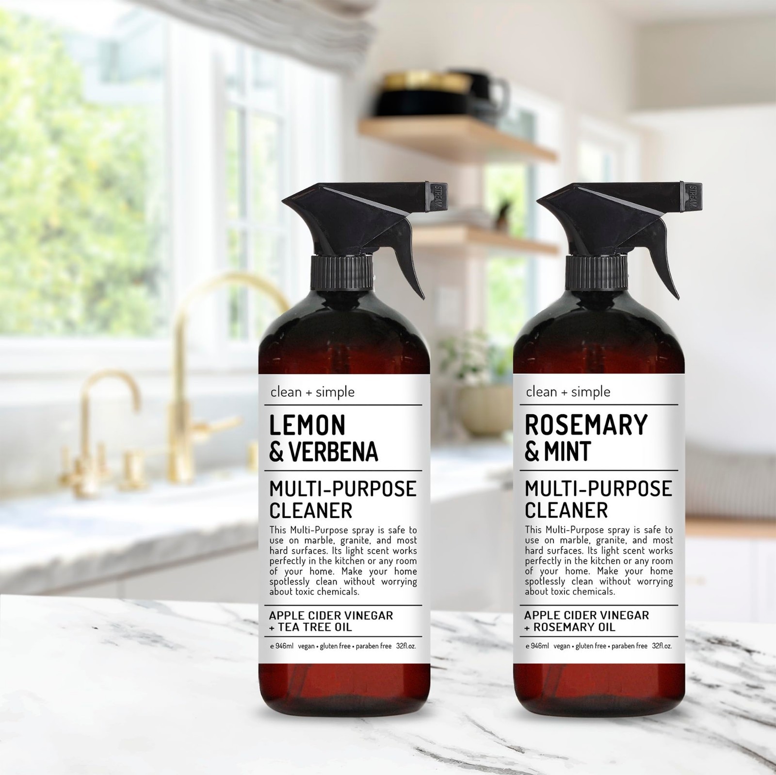 Multi-Purpose Cleaners Set of 4 | Apple Cider Vinegar, Rosemary, Tea Tree Oil |