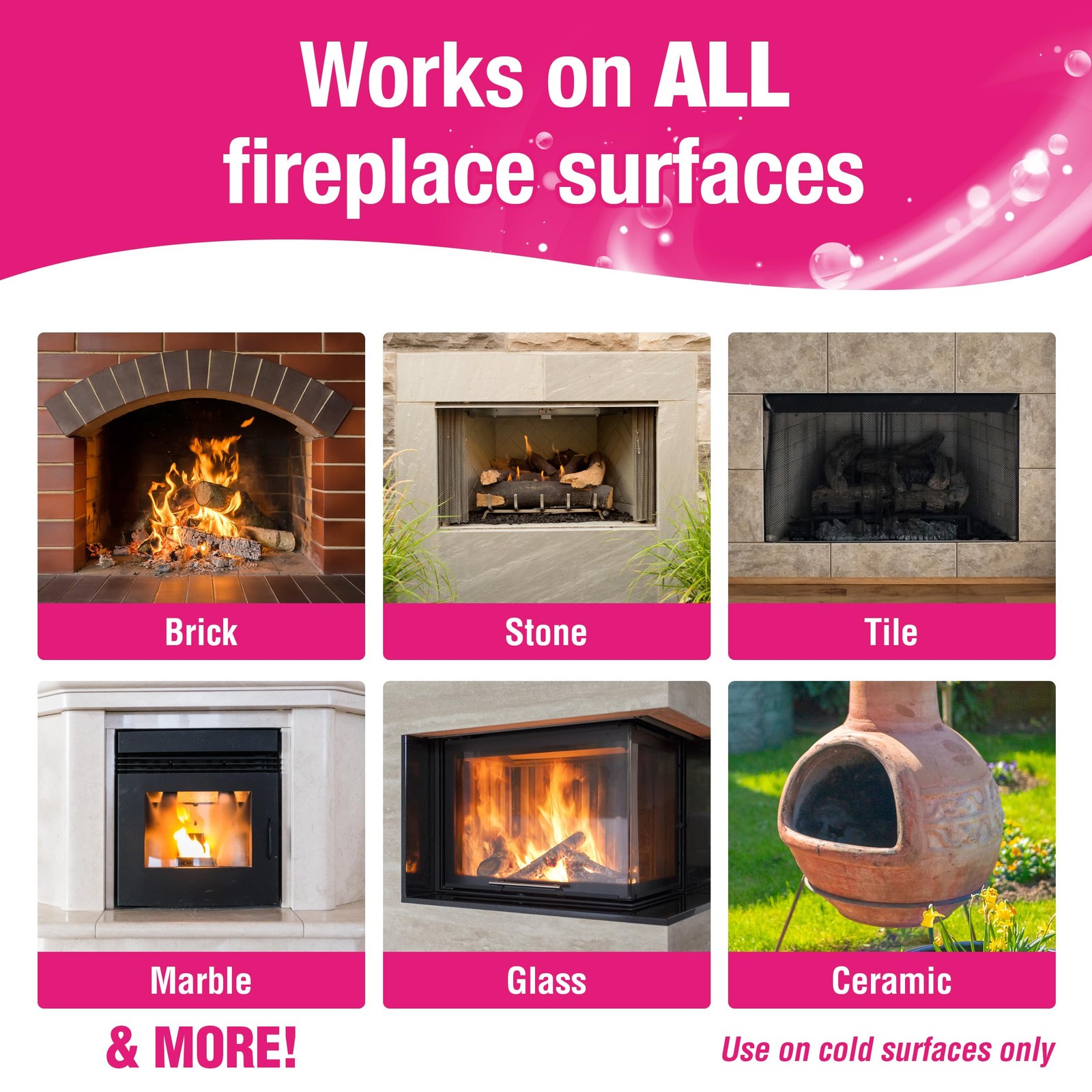 Quick N Brite Fireplace Cleaner with Scrub Brush for Brick, Stone, Rock, Tile…