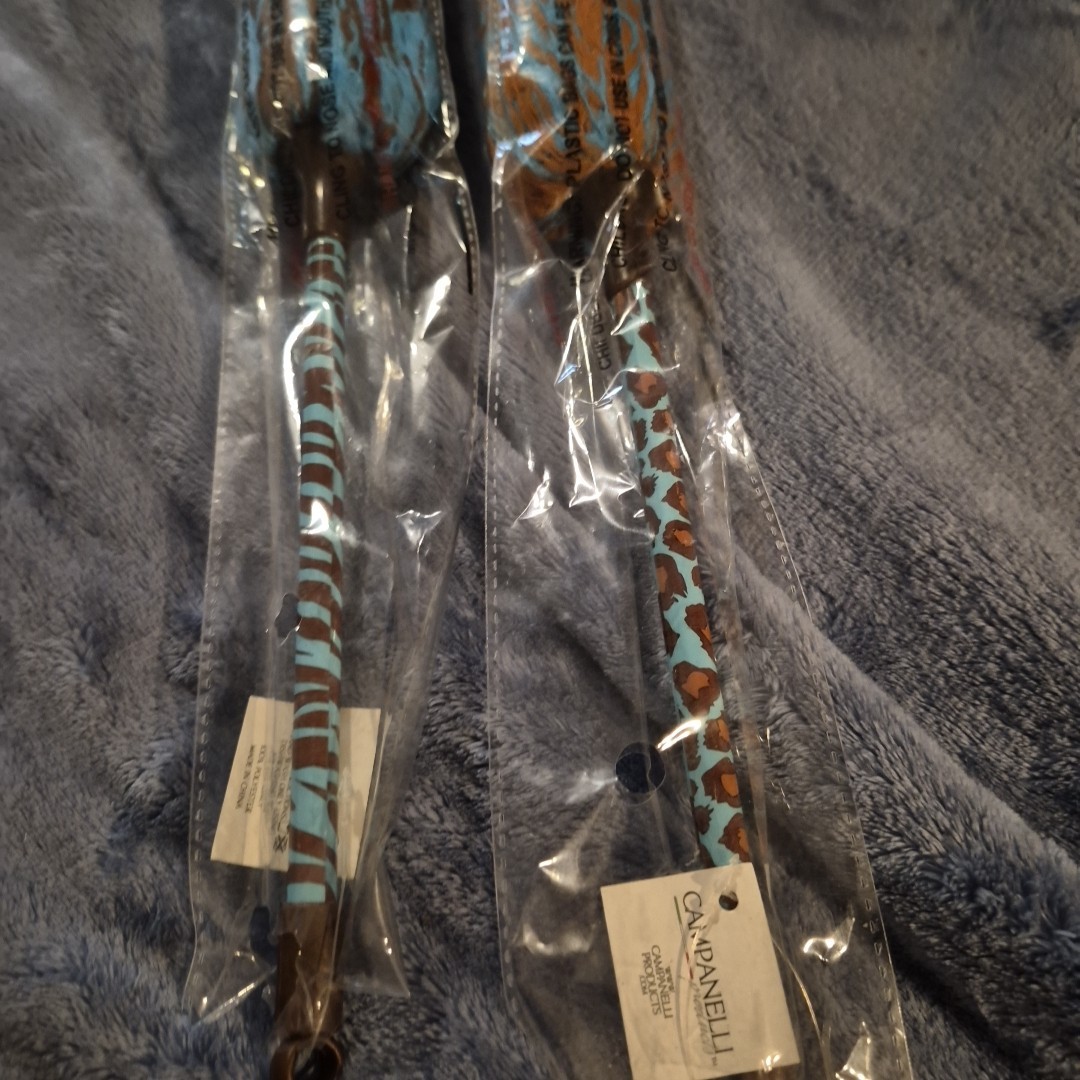 2 LOT CAMPANELLI Products Blue Animal Print Duster Set Home Cleaning
