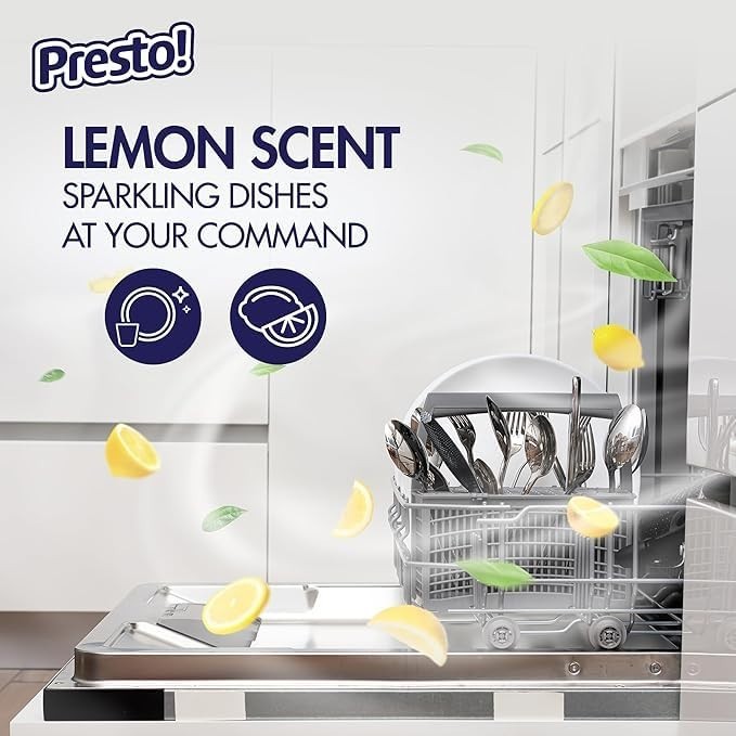 Presto Triple Action Dishwasher Pacs Lemon Scent 90 Count Fresh Scent Power